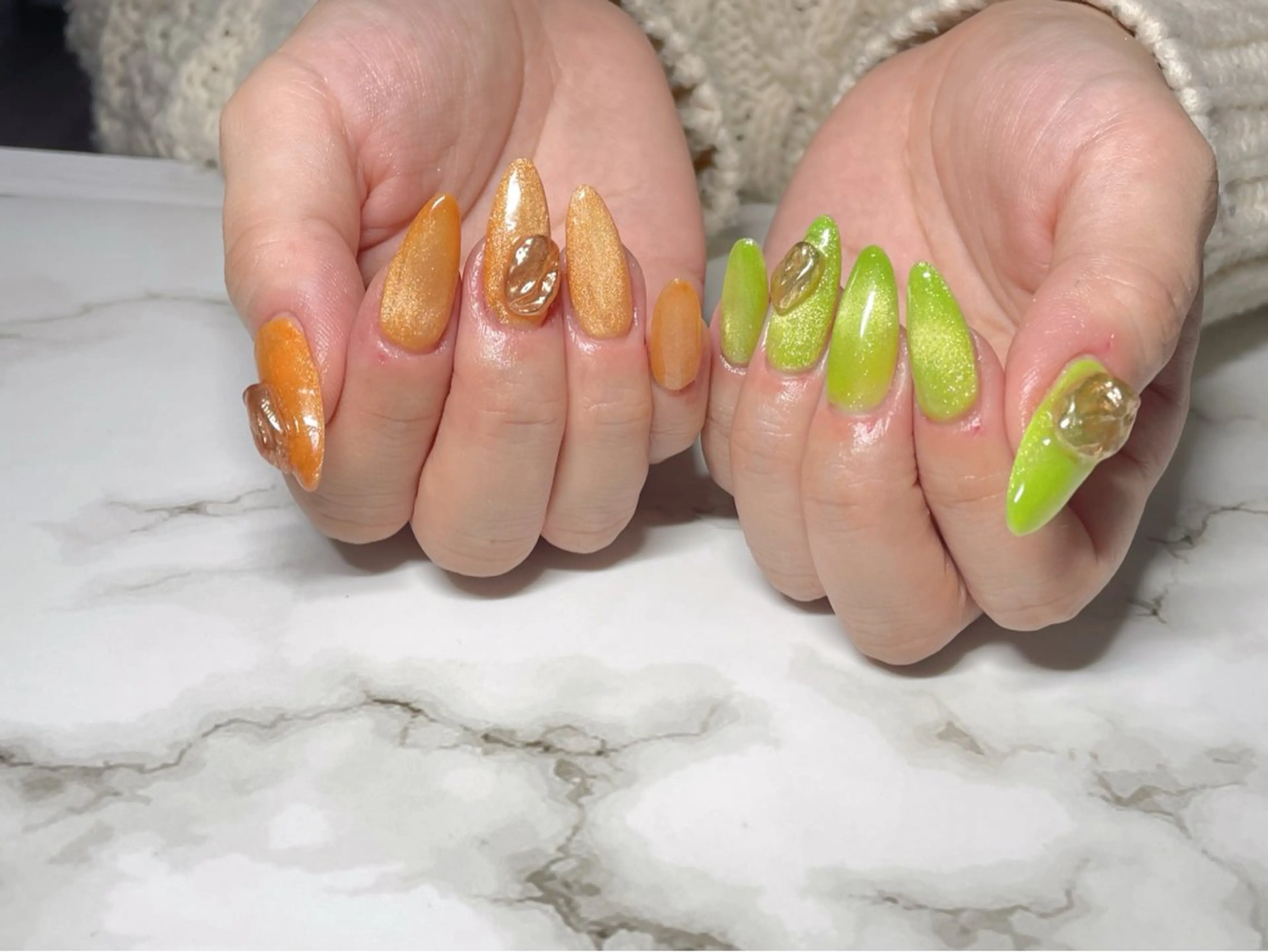 ネイル 長さ出し マグネットネイル マグネットワンカラー ワンカラーネイル ネイルチップ nail salon*シェリコ*所属・nail salon シェリコのネイルデザイン