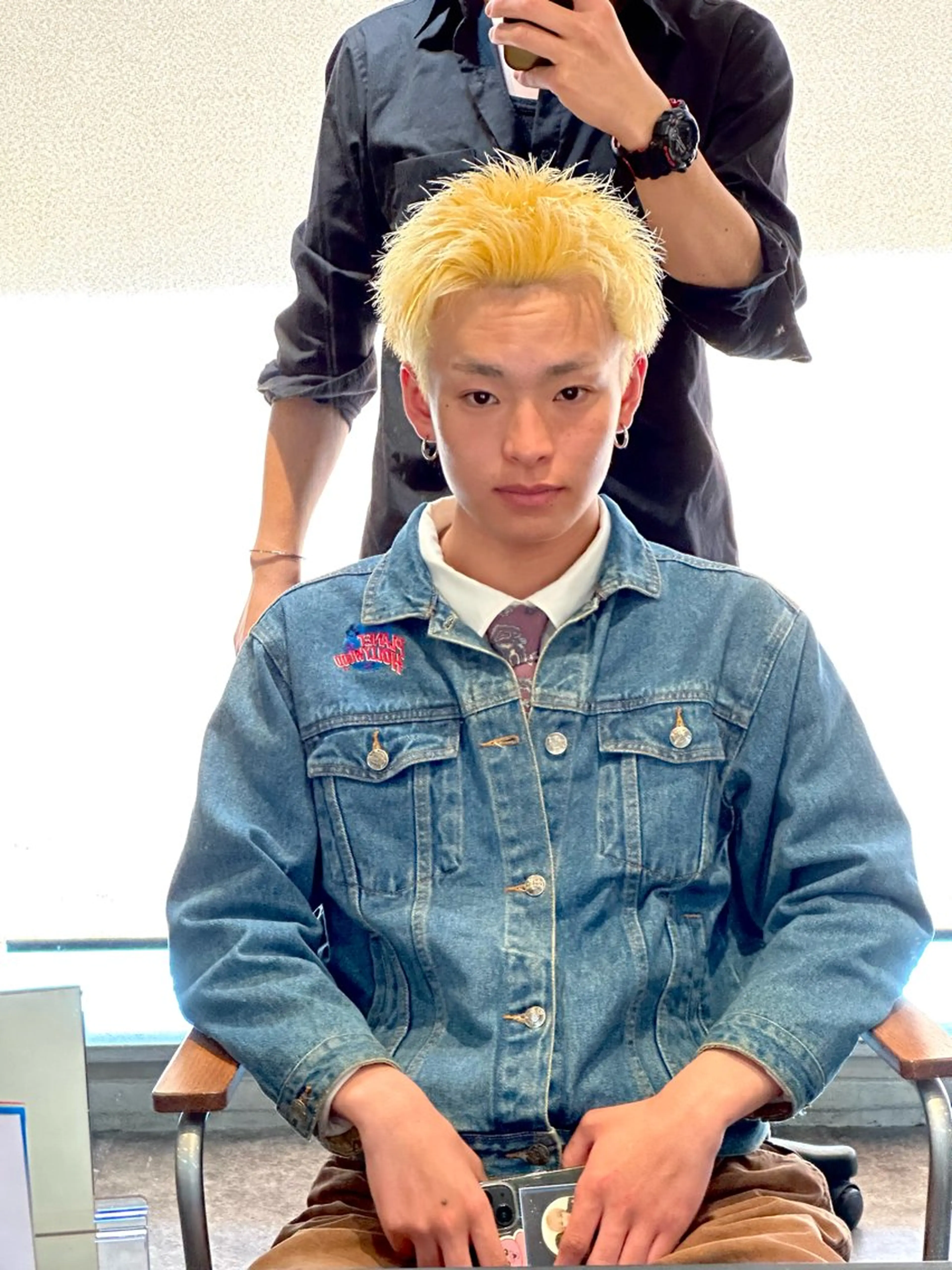 カラー メンズ アップバング メンズハイライト メンズメッシュ メンズパーマ メンズショート 梅田中崎町メンズ 美容師ユースケのヘアスタイル