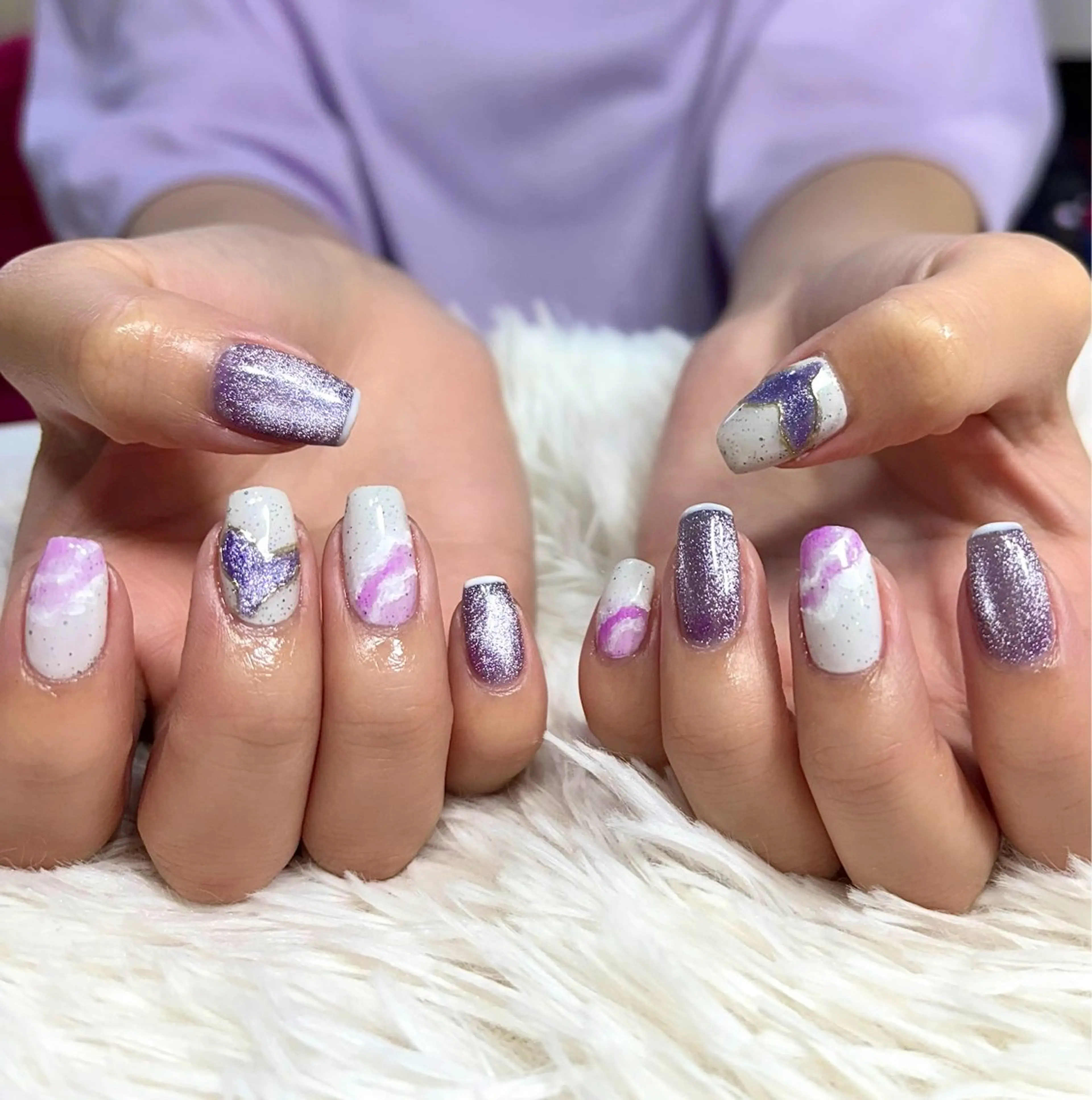 ネイル フレンチネイル マグネットネイル 夏ネイル ハンドネイル LUANA n'sのネイルデザイン