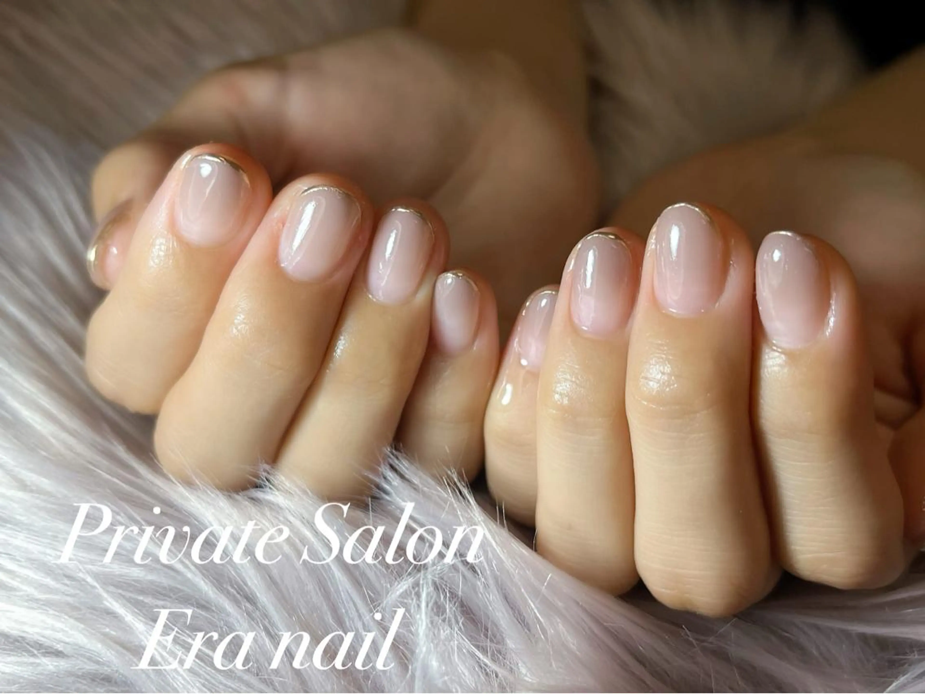 ネイル フレンチネイル グラデーション ミラーネイル Era nailのネイルデザイン