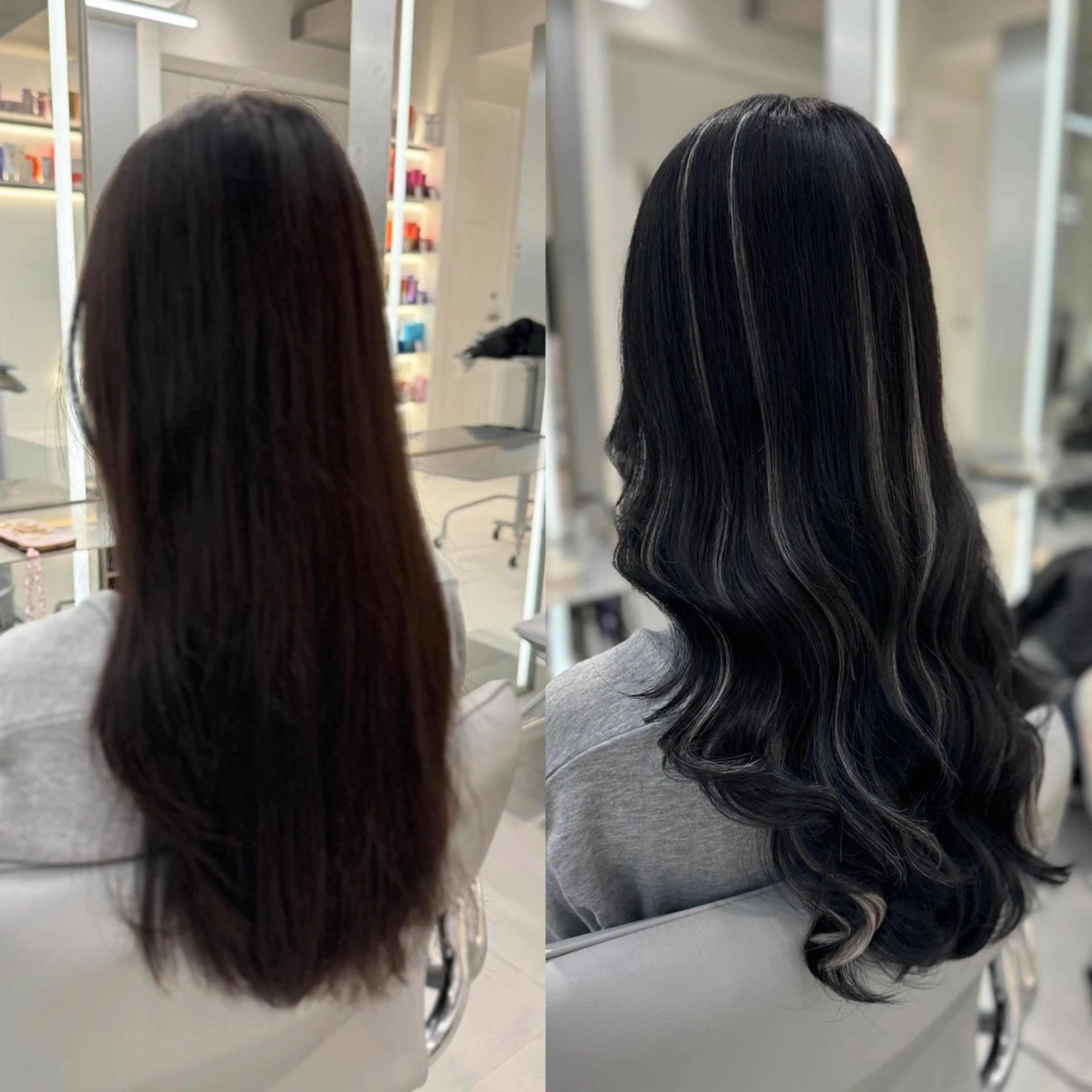 ロング カラー ヘアアレンジ シールエクステ アッシュ バレイヤージュ ベージュカラー 黒髪 ヘアカラー エクステ ar+ ❤︎ maiのヘアスタイル