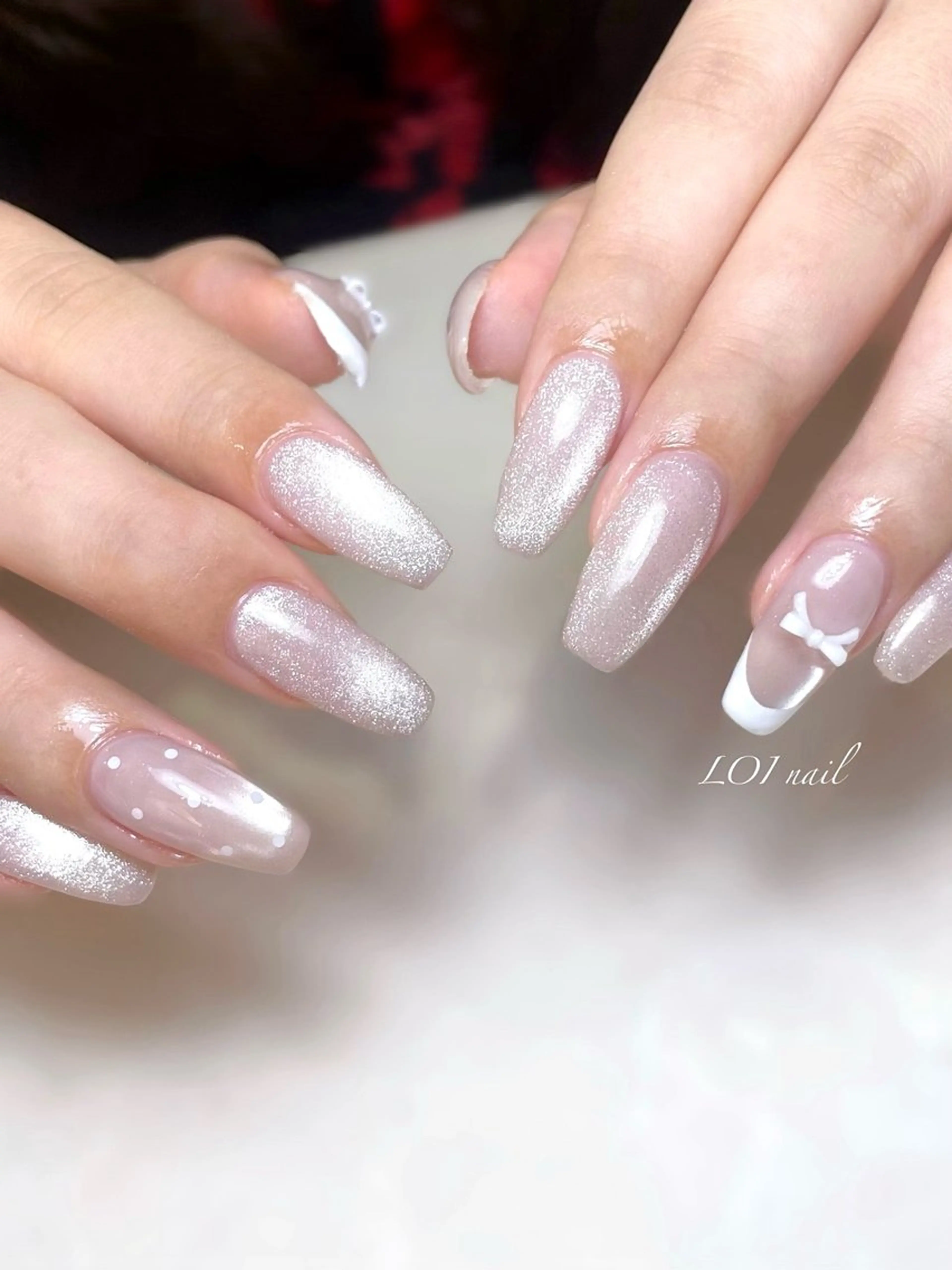 ネイル ドット フレンチネイル ハンドネイル LOI nail monaのネイルデザイン