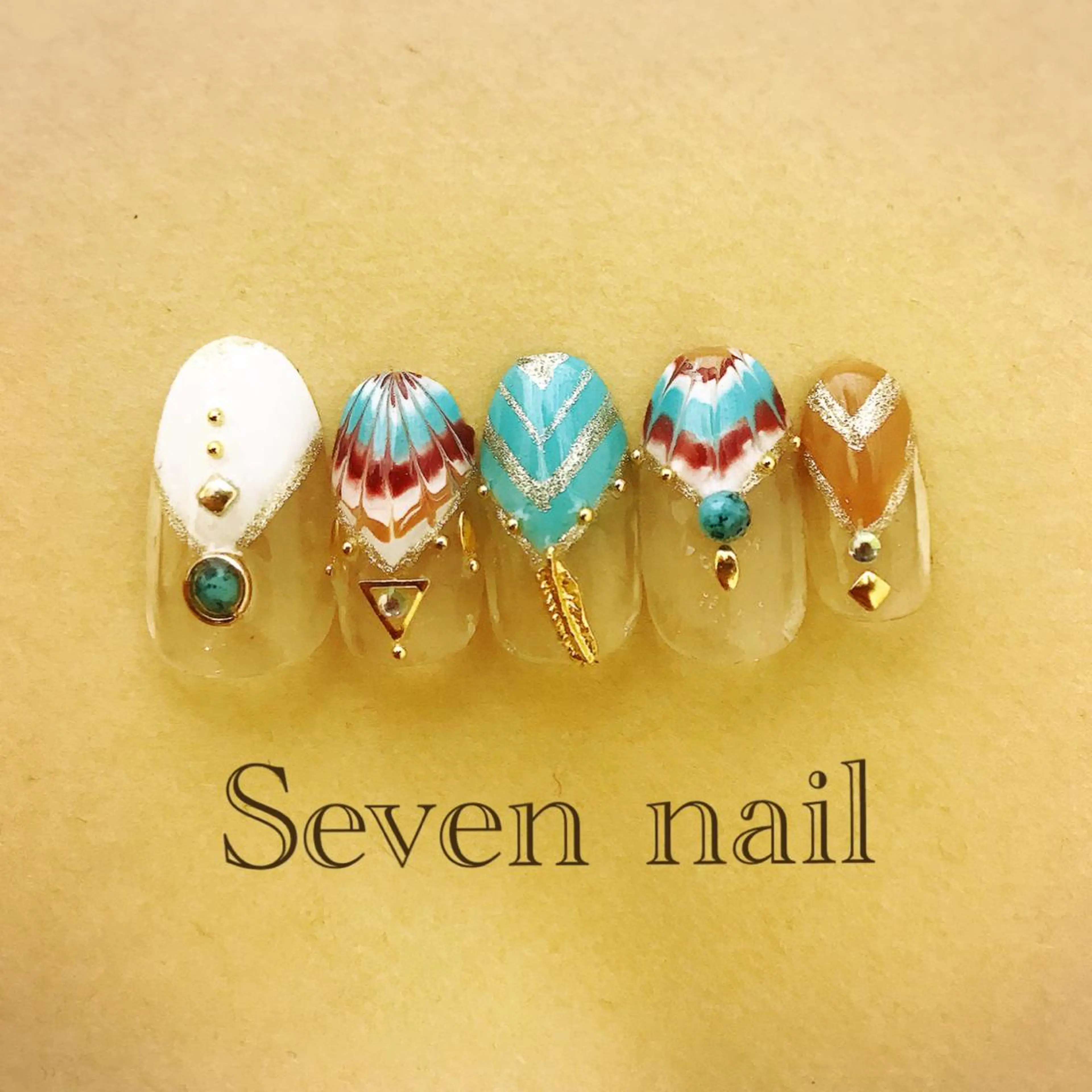 ネイル フレンチネイル ジェルネイル ピーコックネイル 春ネイル 夏ネイル 名倉 なな子のネイルデザイン