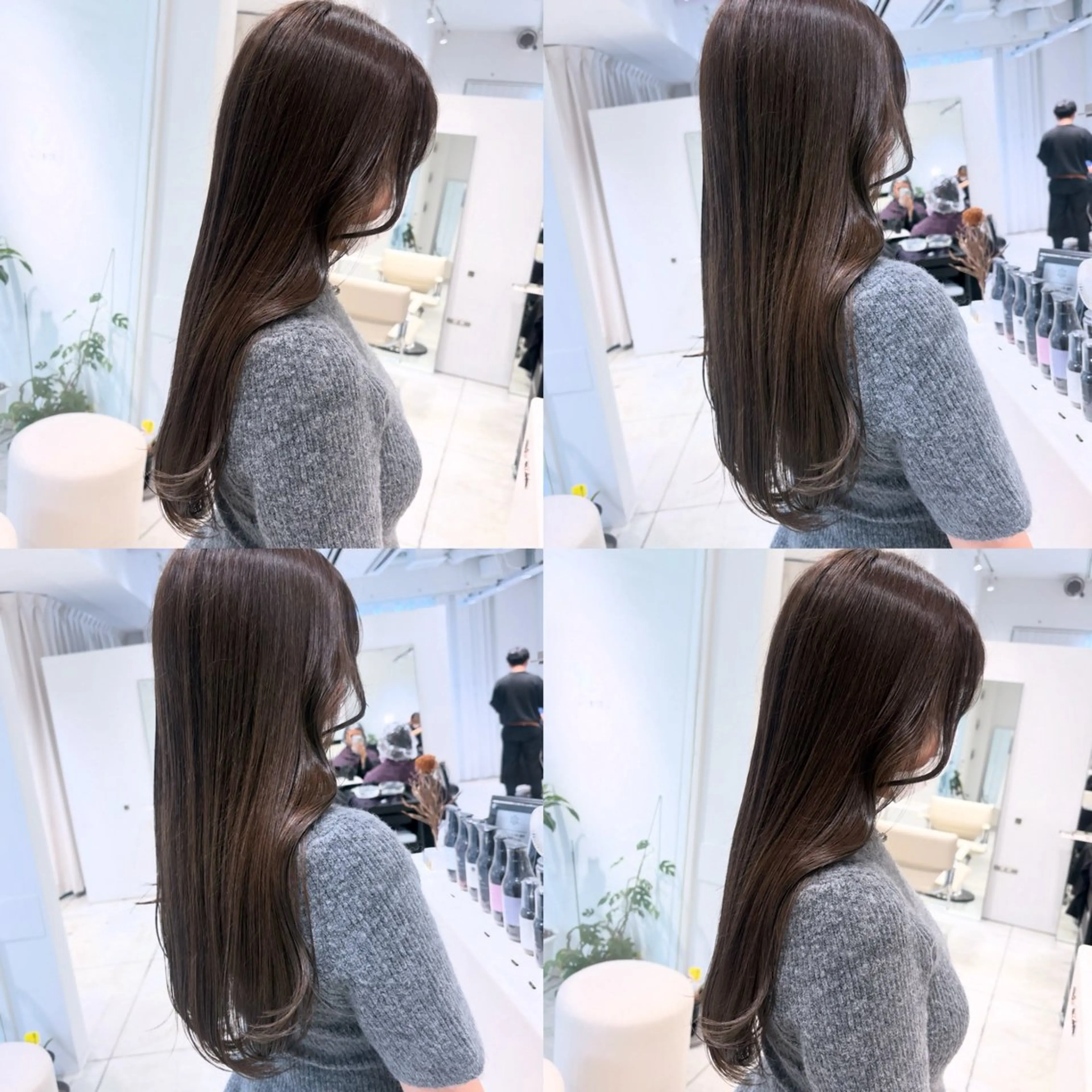 セミロング カラー アッシュ アッシュグレー アッシュグレージュ ベージュカラー ブリーチ ヘアカラー トリートメント ヘッドスパ ヘアセット カジュアルを女っぽく 𝗮𝘆𝗮𝗰𝗼のヘアスタイル