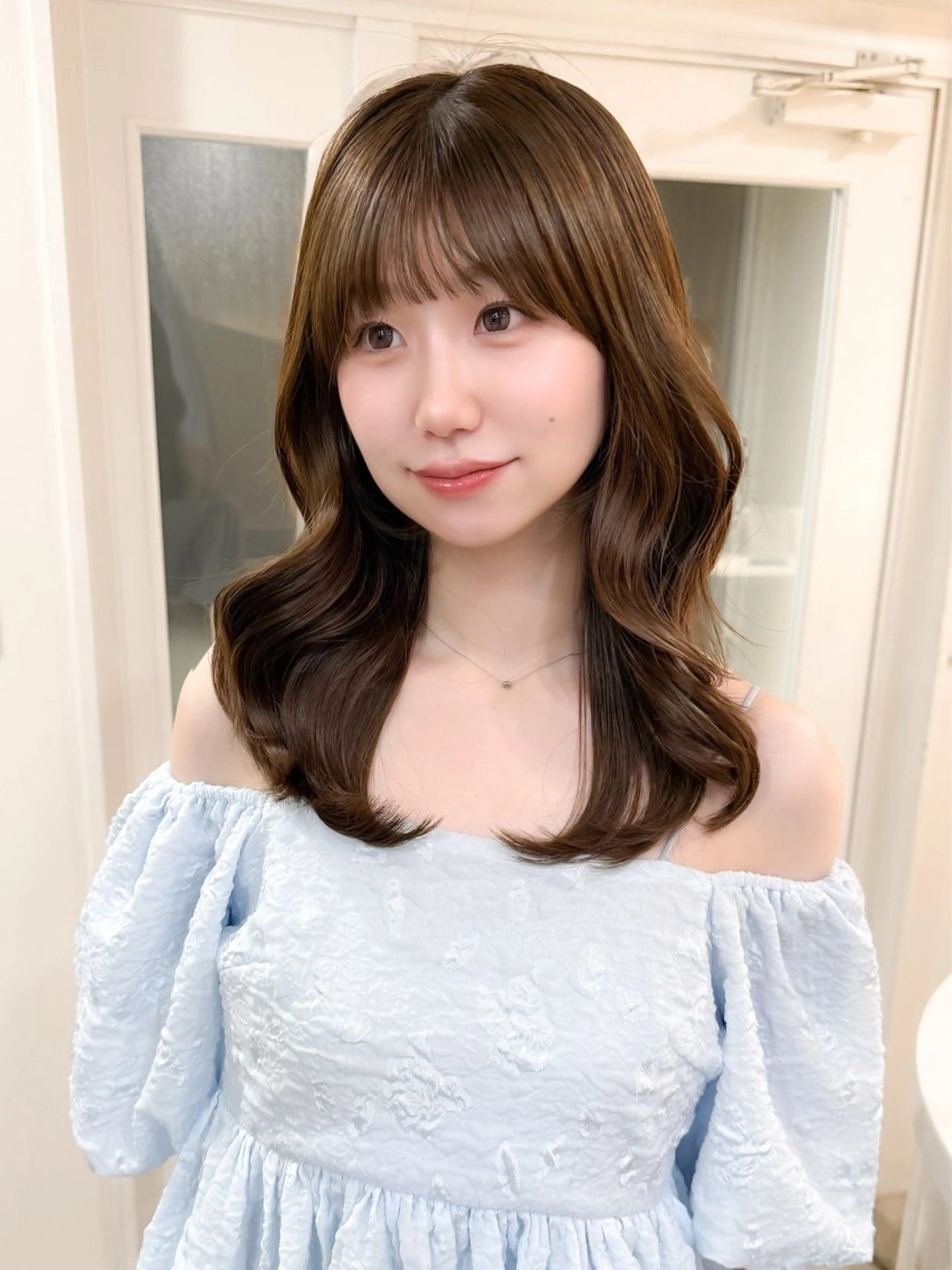 ミディアム カラー ミディアム/顔周り/ ベージュ🌼mayuのヘアスタイル