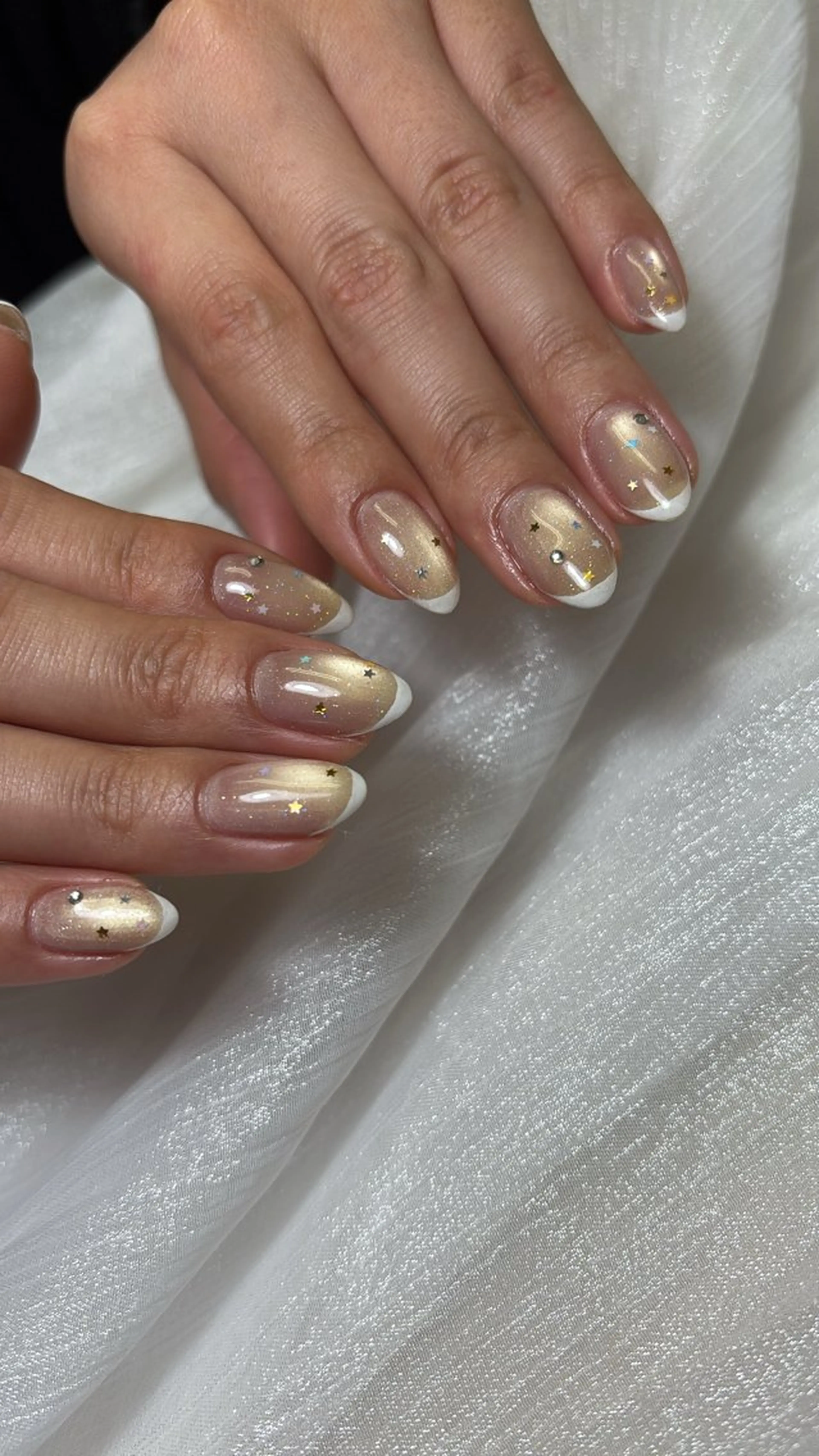 ネイル フレンチネイル 氷ネイル・うるうるネイル マグネットネイル amuu 板宿駅のネイルデザイン