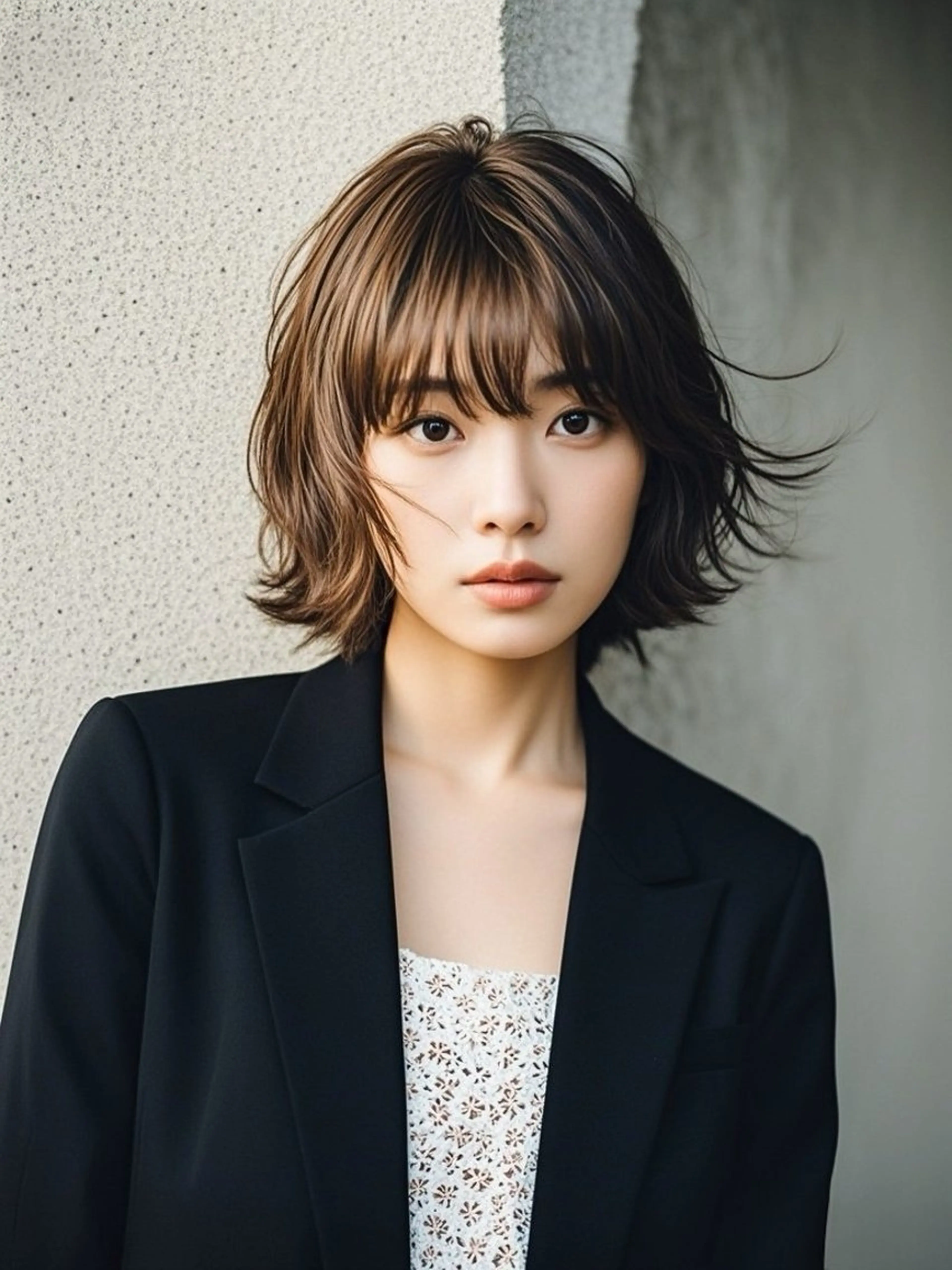 ミディアム ショートボブ ミディアムレイヤー ミディアムパーマ アッシュ ボブ カット ヘアカラー ウルフカット 811 大阪梅田 ウルフのヘアスタイル