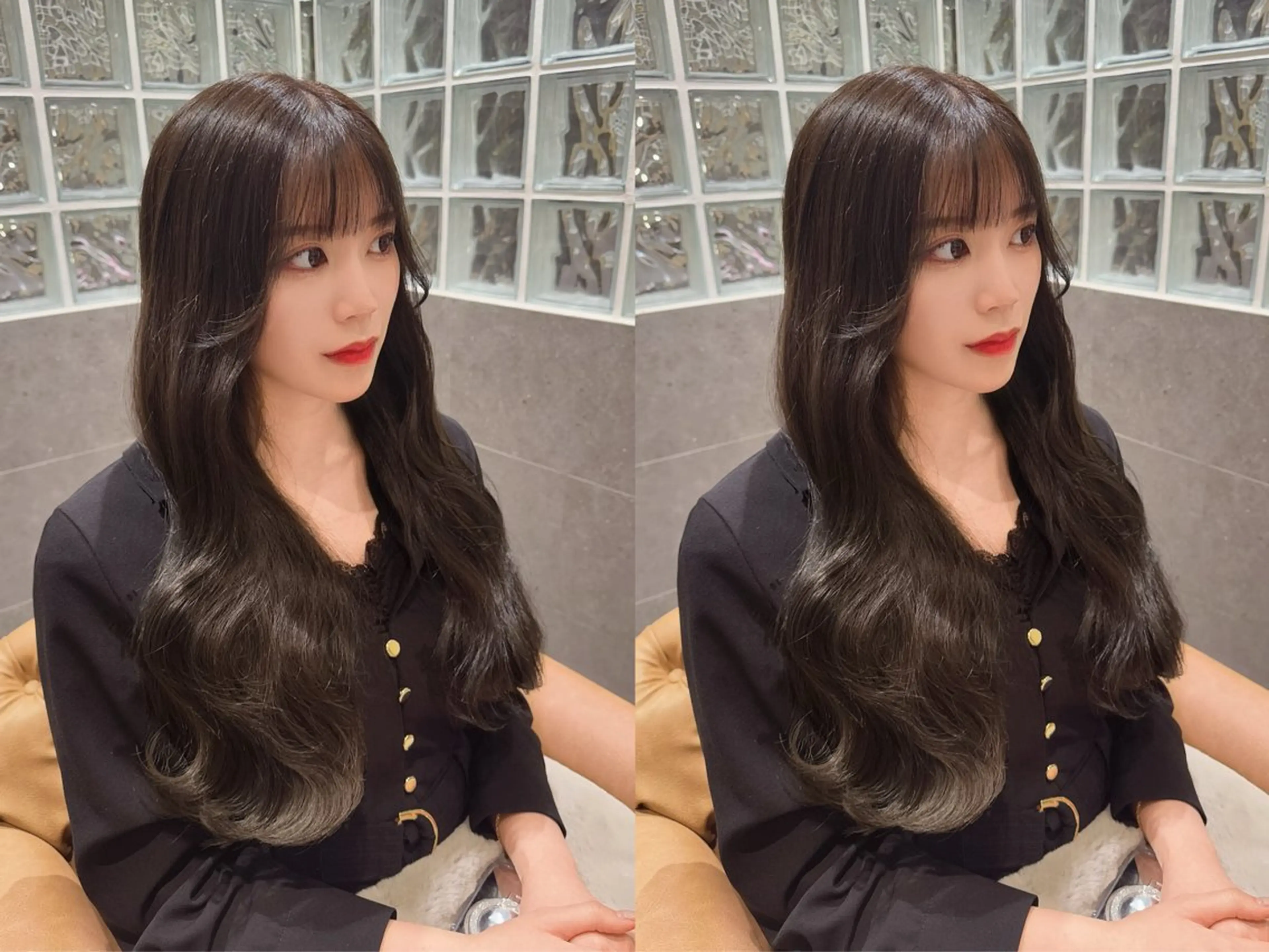 カラー ゆらんちょ/ブリーチ 無w/縮毛矯正/暖色のヘアスタイル