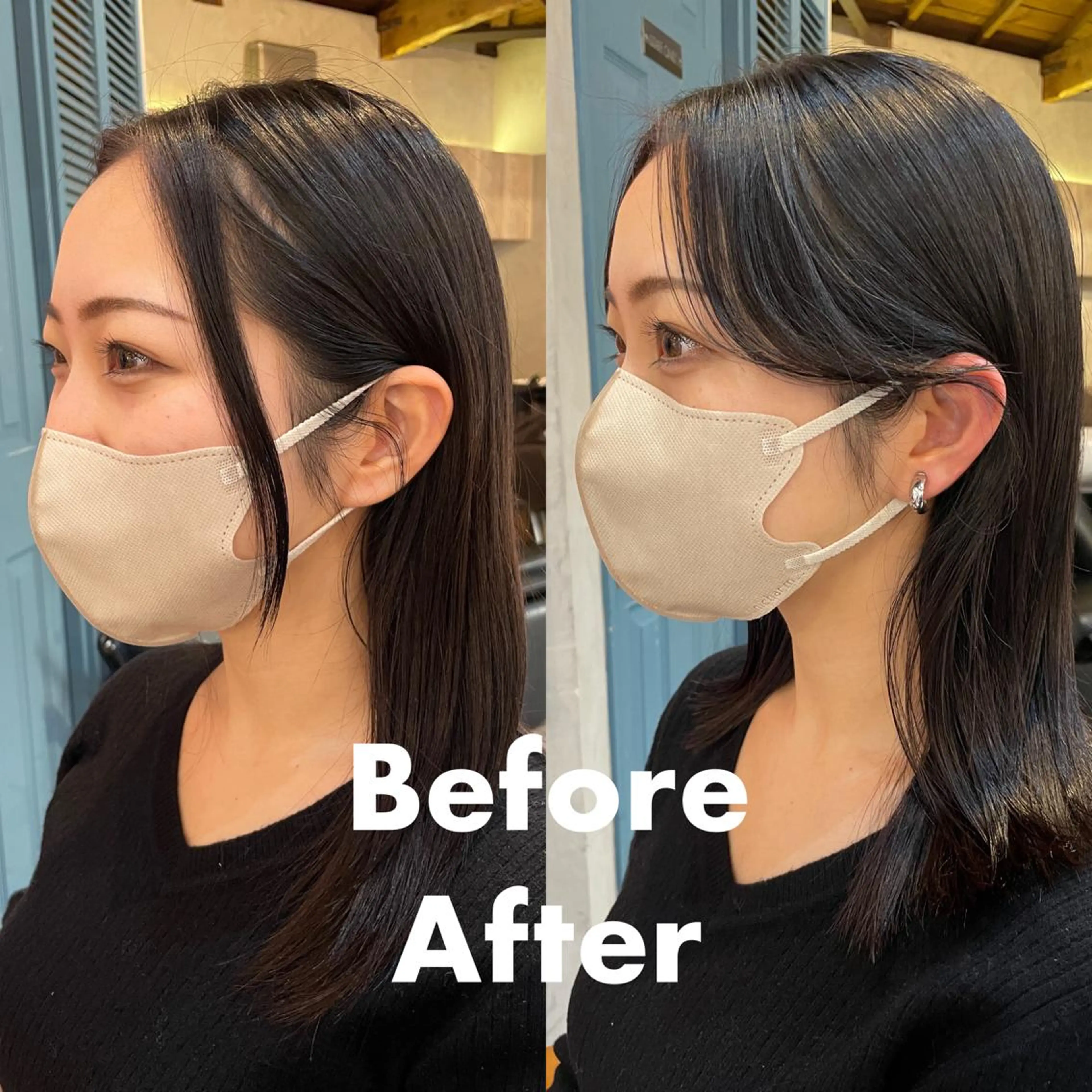 セミロング カラー 顔周りカット× 髪質改善【リョウ】のヘアスタイル