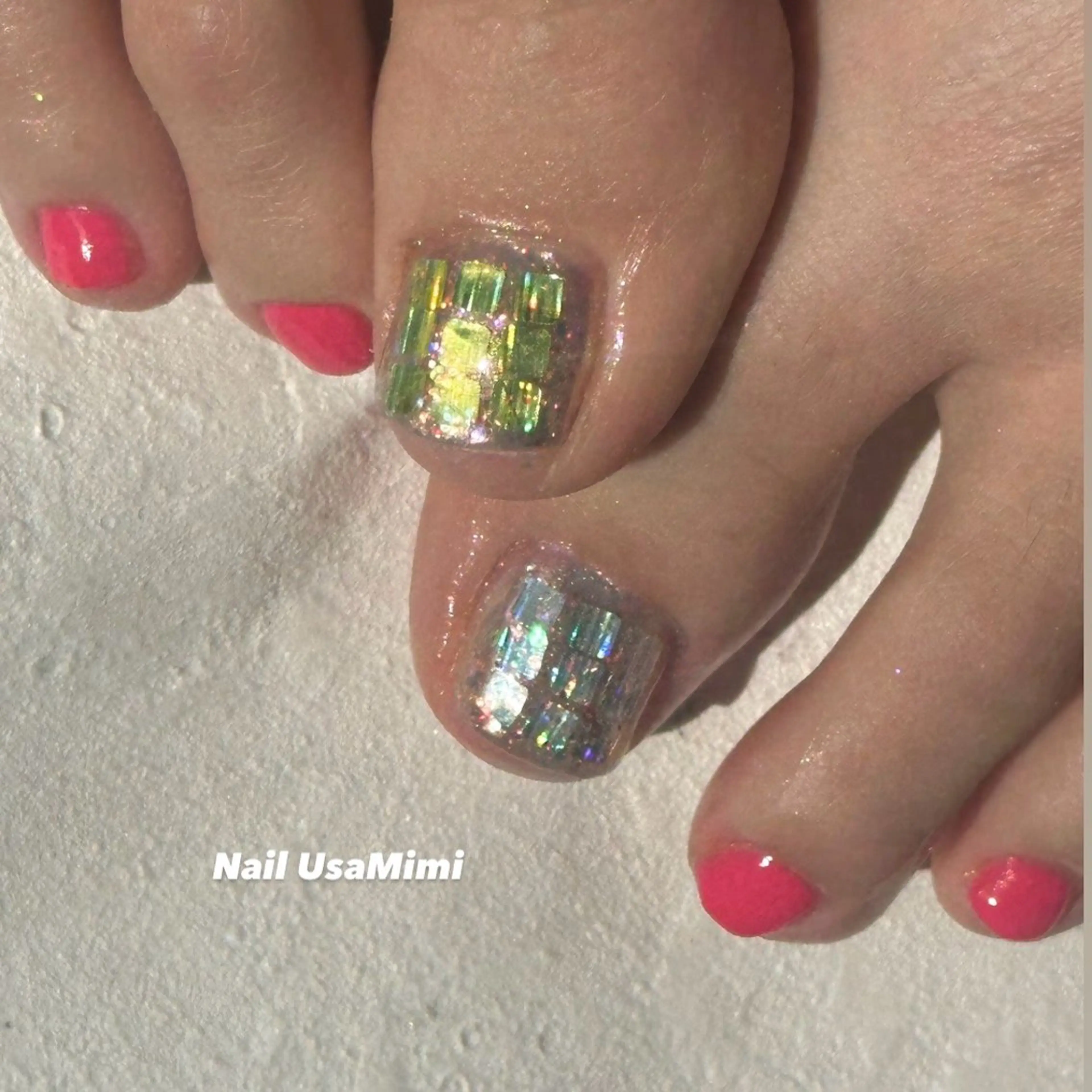 ネイル フットネイル フレンチネイル ジェルネイル ガラスフレンチ マグネットネイル 本町ネイルNail UsaMimiのネイルデザイン