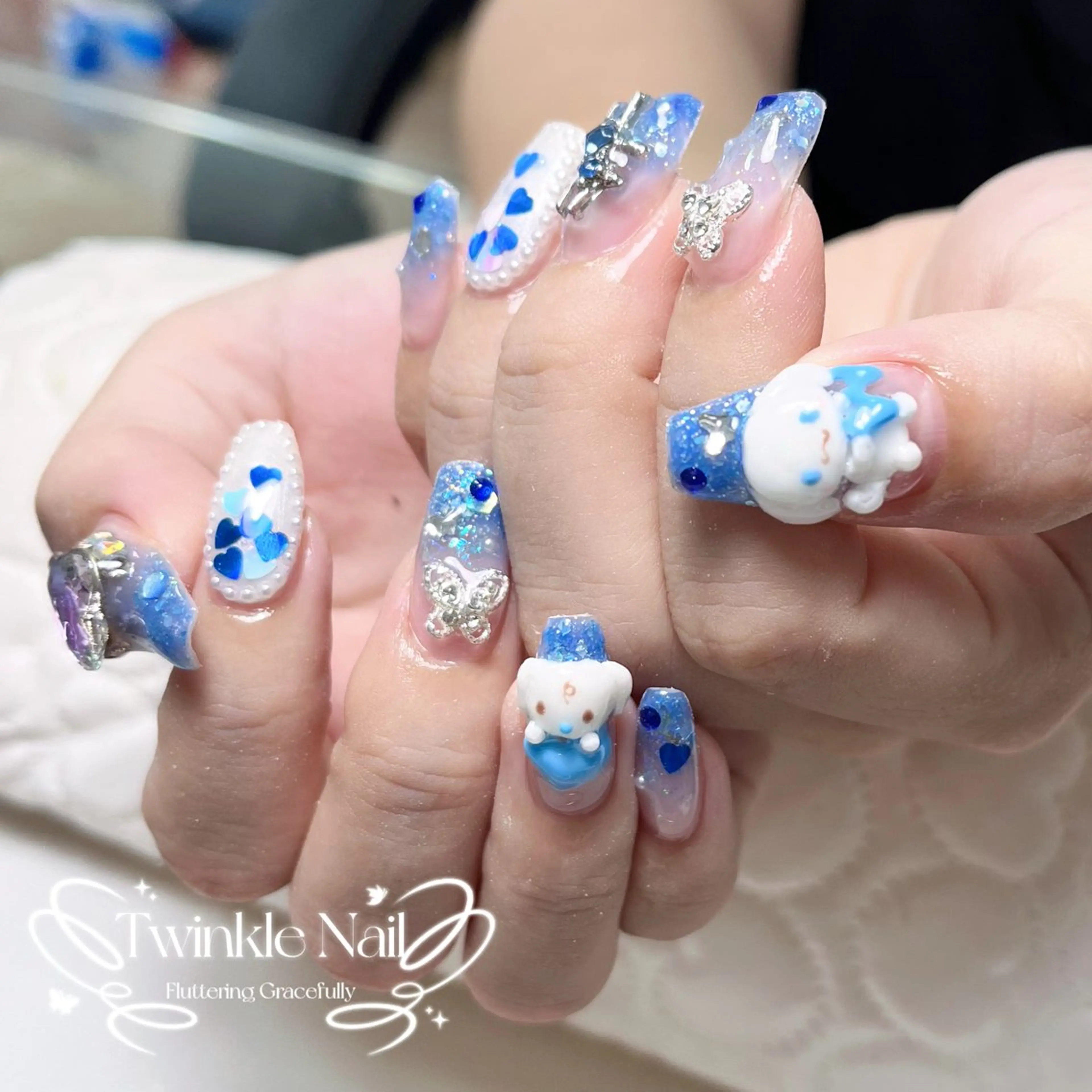 ネイル ブルー キラキラネイル Twinkle Nail Kuboのネイルデザイン