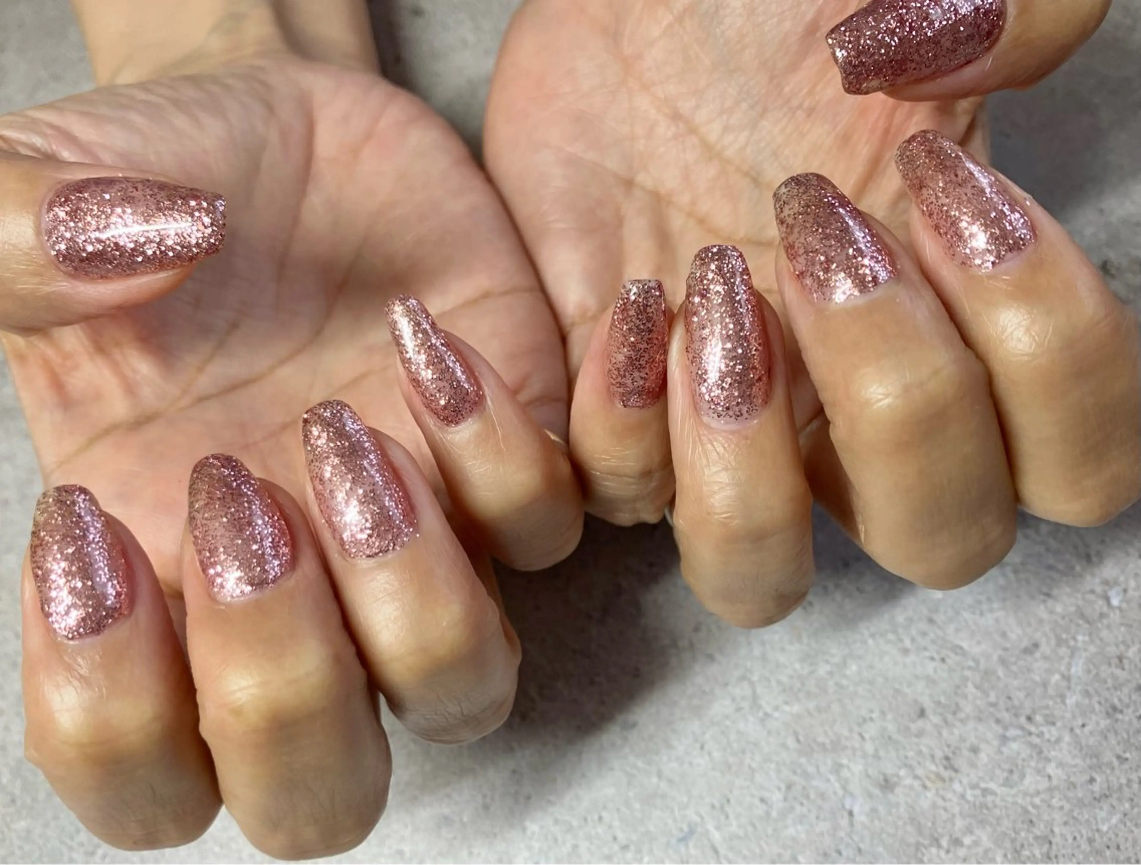 ネイル ラメ(グリッター) ワンカラーネイル ピンク COCO Nail　光が丘駅近のネイルデザイン