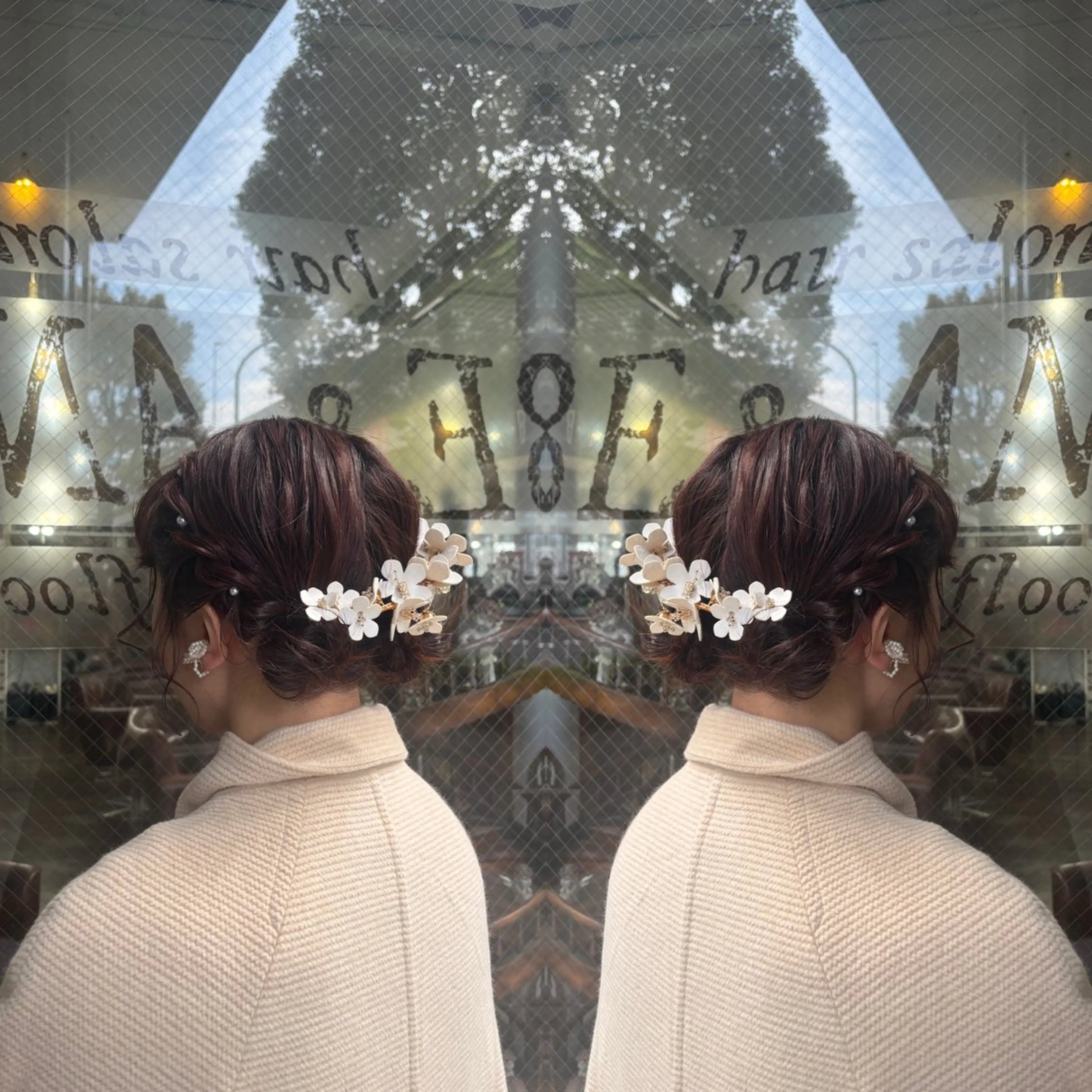 ミディアム ヘアアレンジ ヘアセット 💎ハイトーン/艶 カラー モエカ💎のヘアスタイル