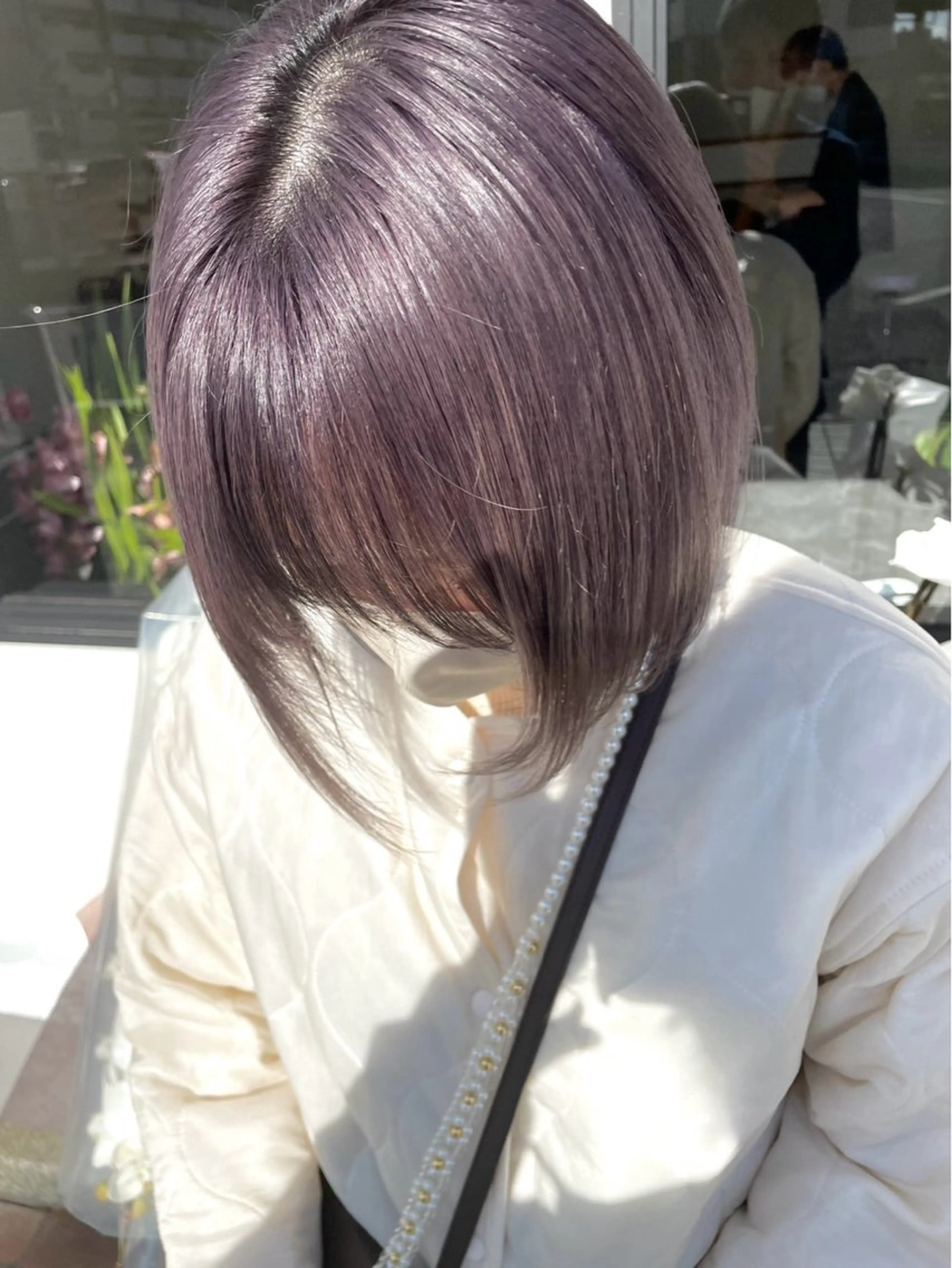 ショート ショートボブ ハンサムショート 韓国風カラー ボブ ハイライト カット ヘアカラー トリートメント ヘアセット ミルクティーベージュ 近鉄奈良駅　向田のヘアスタイル