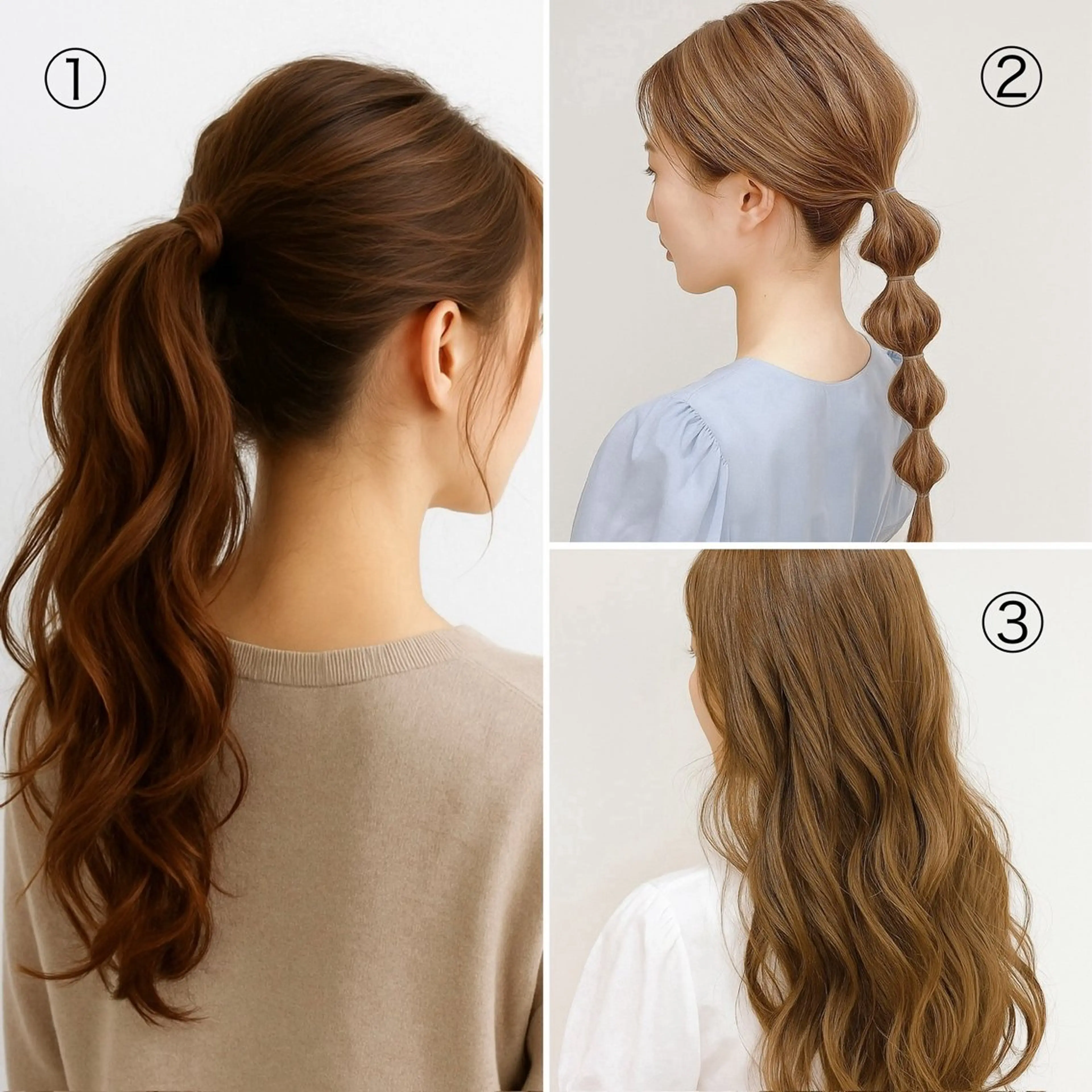 ヘアアレンジ ポニーテール 玉ねぎヘアー 難波/髪質改善/スパ ツヤ／顔周りレイヤーのヘアスタイル