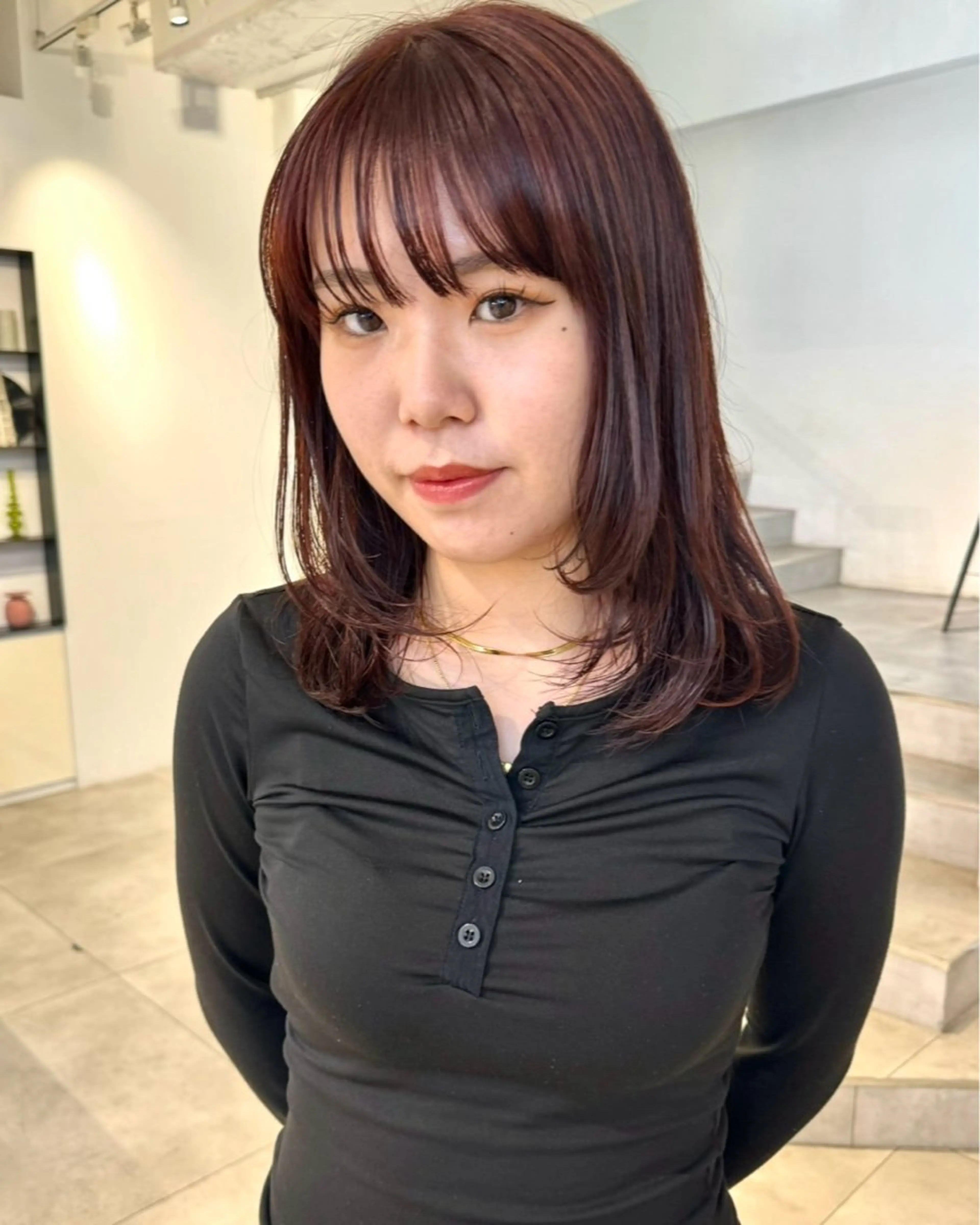 ミディアム カラー レイヤーカット 顔周りカット/透明感 カラー✂️MEIのヘアスタイル