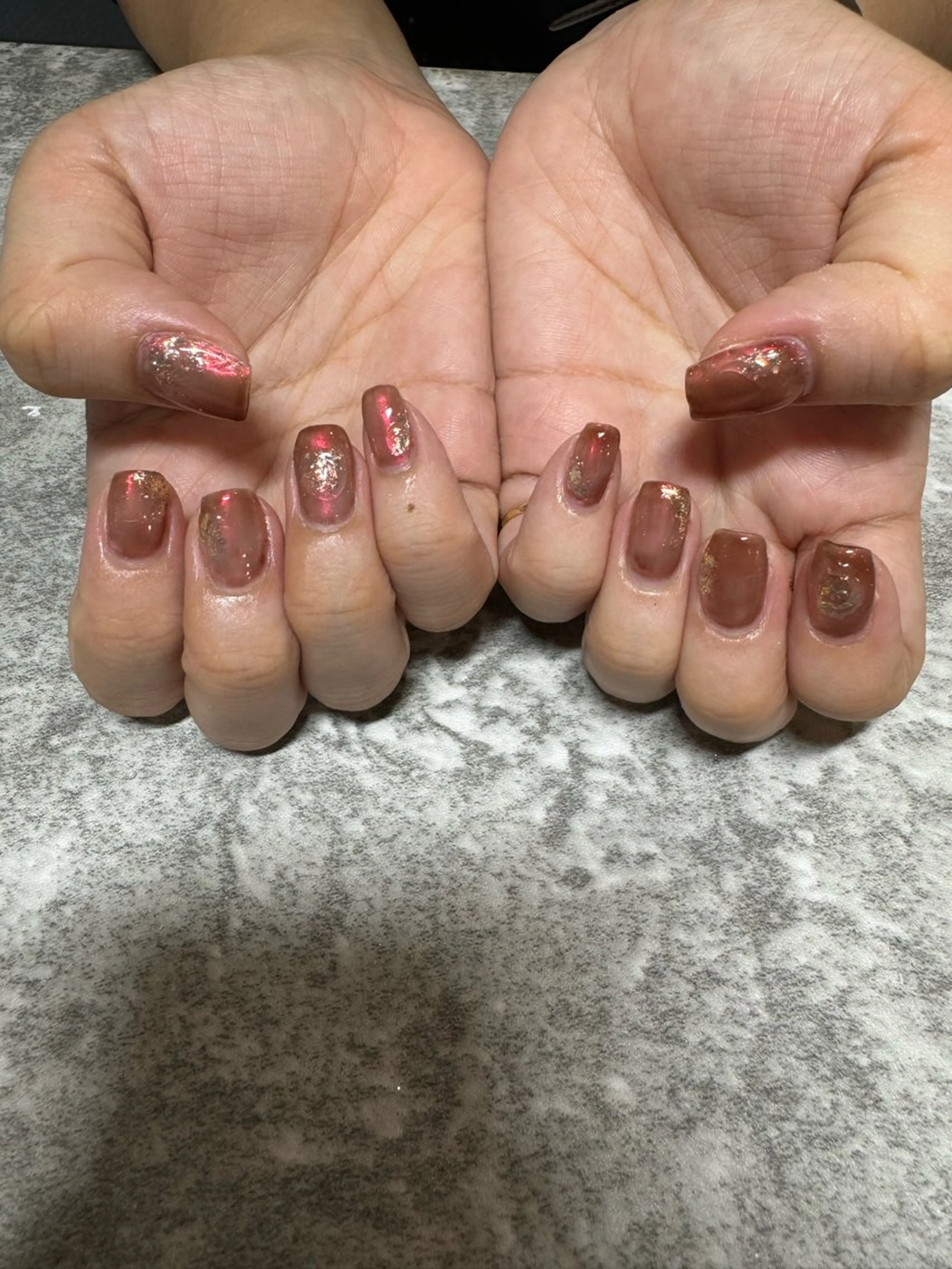 ネイル オーロラネイル Mahiru ➰🎀🤍のネイルデザイン