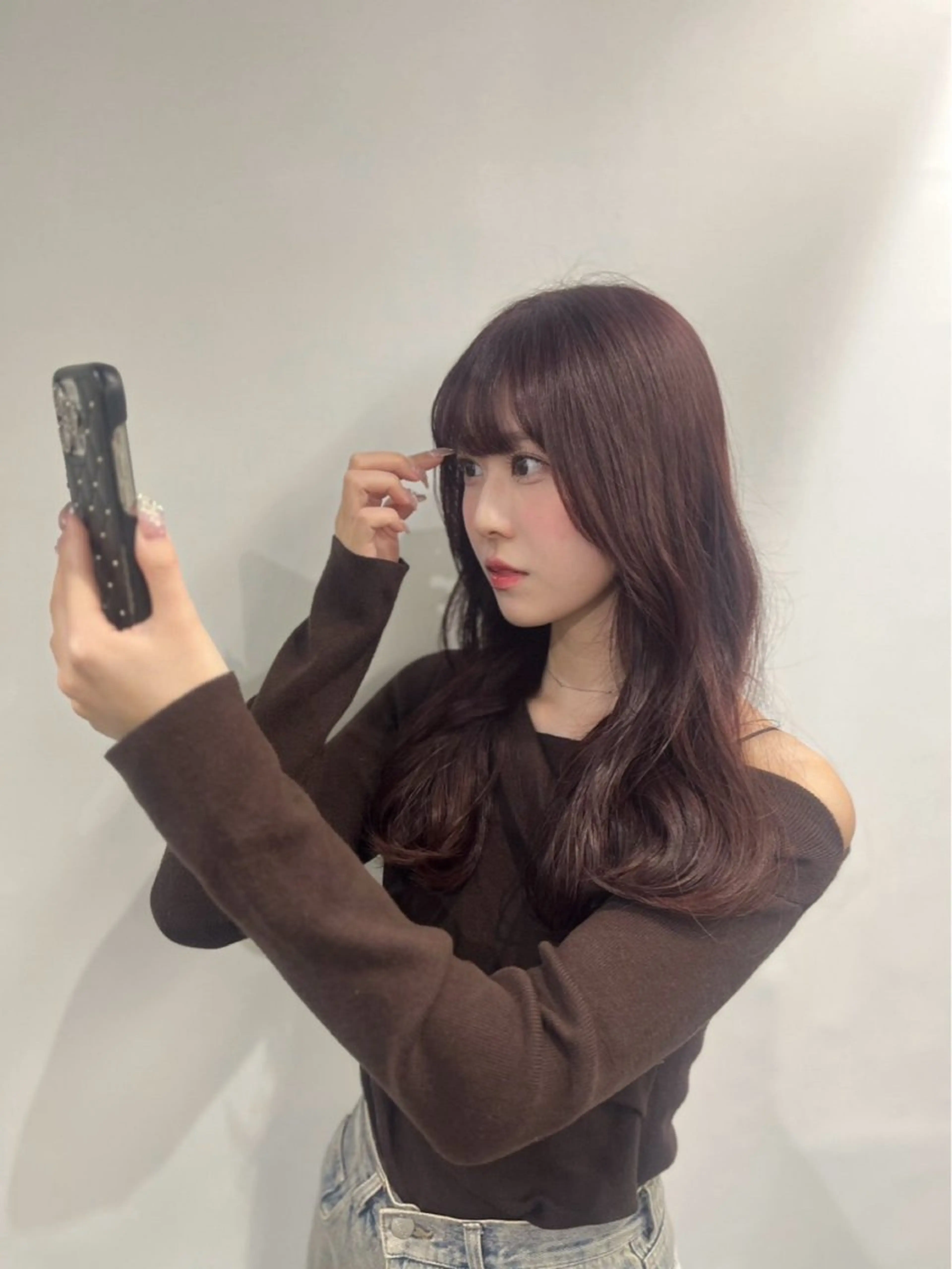 ロング カラー ブリーチ ボルドーカラー ブリーチなしカラー ヘアカラー 🩶美髪矯正🩶 misakiのヘアスタイル