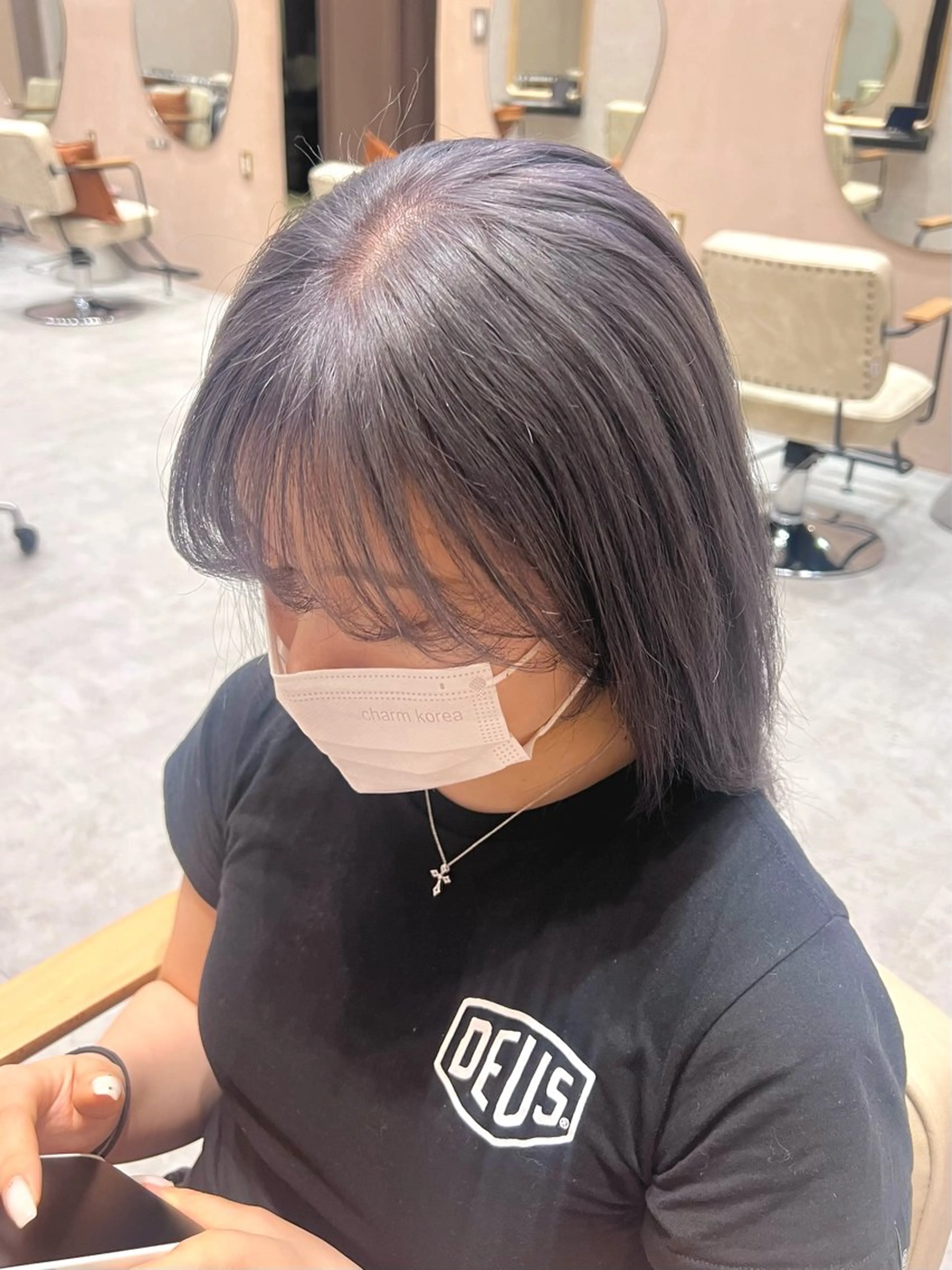 セミロング カラー ブリーチ 透明感カラー ダブルカラー ハイトーンカラー パープルカラー 透明感/ベージュ /kazui🐈のヘアスタイル