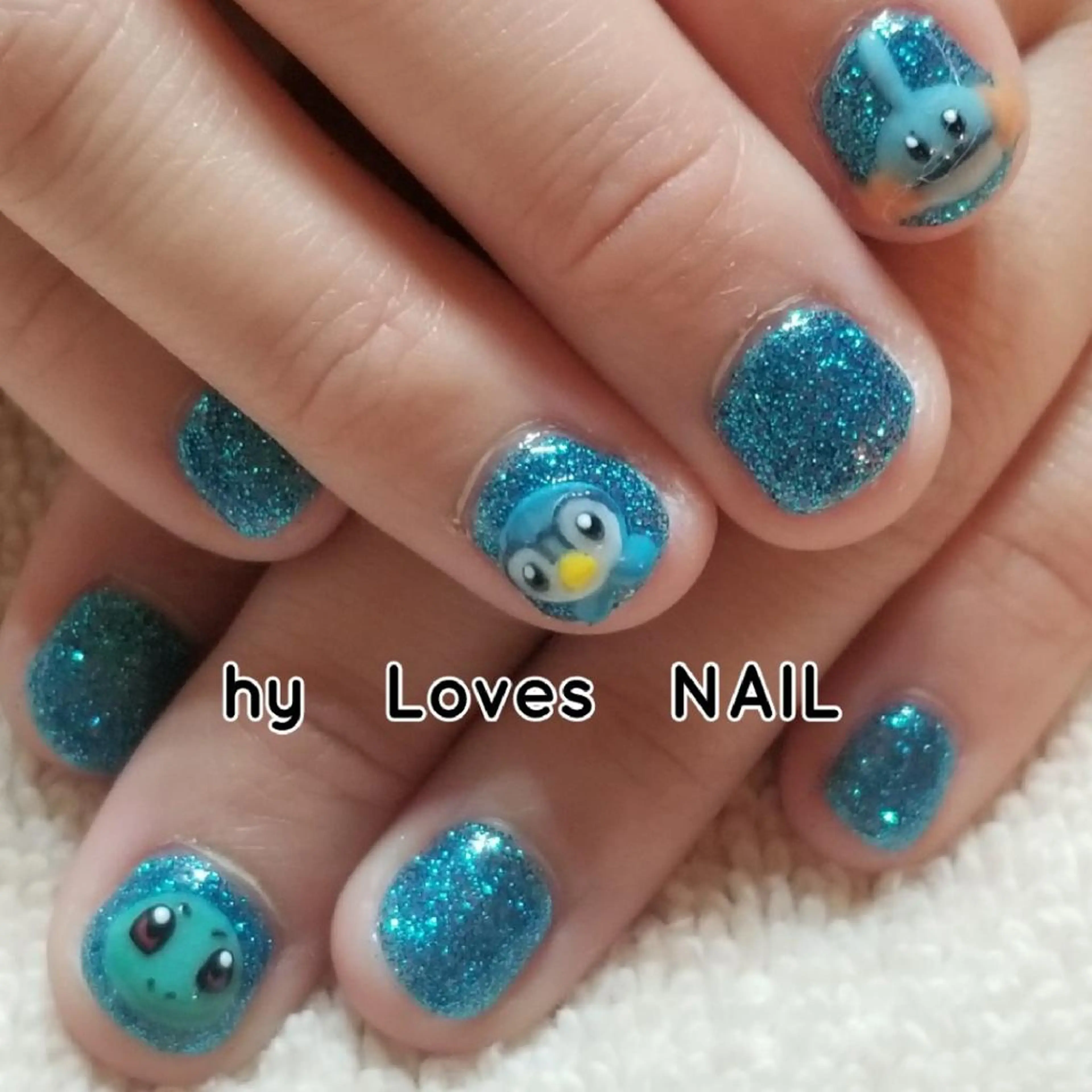 ネイル ブルー ラメ(グリッター) ハンドネイル よしだ ひろきのネイルデザイン