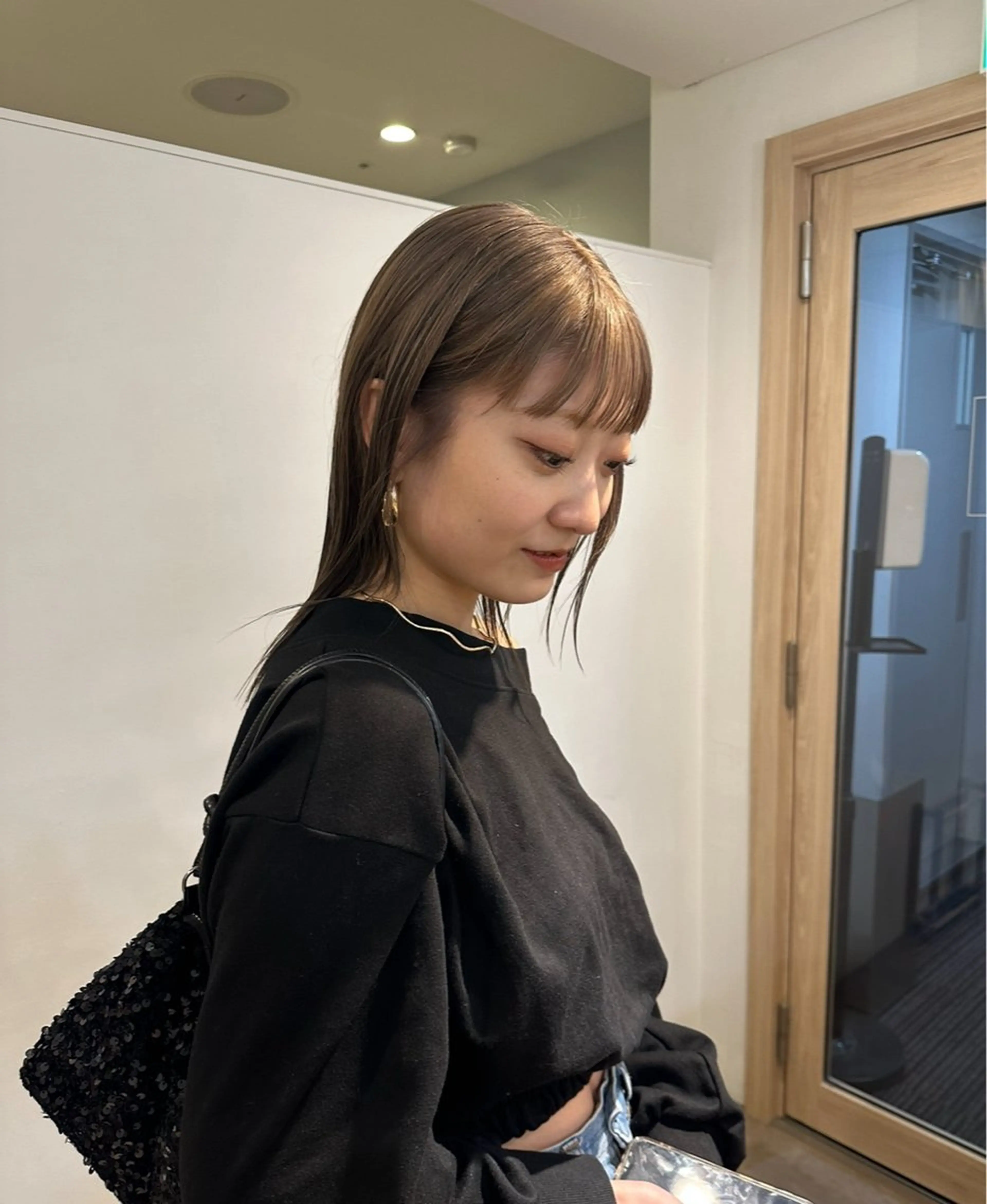 ミディアム カラー グレージュ ヘアカラー 梅田/柔らかカラー/ オオハシ リナコのヘアスタイル