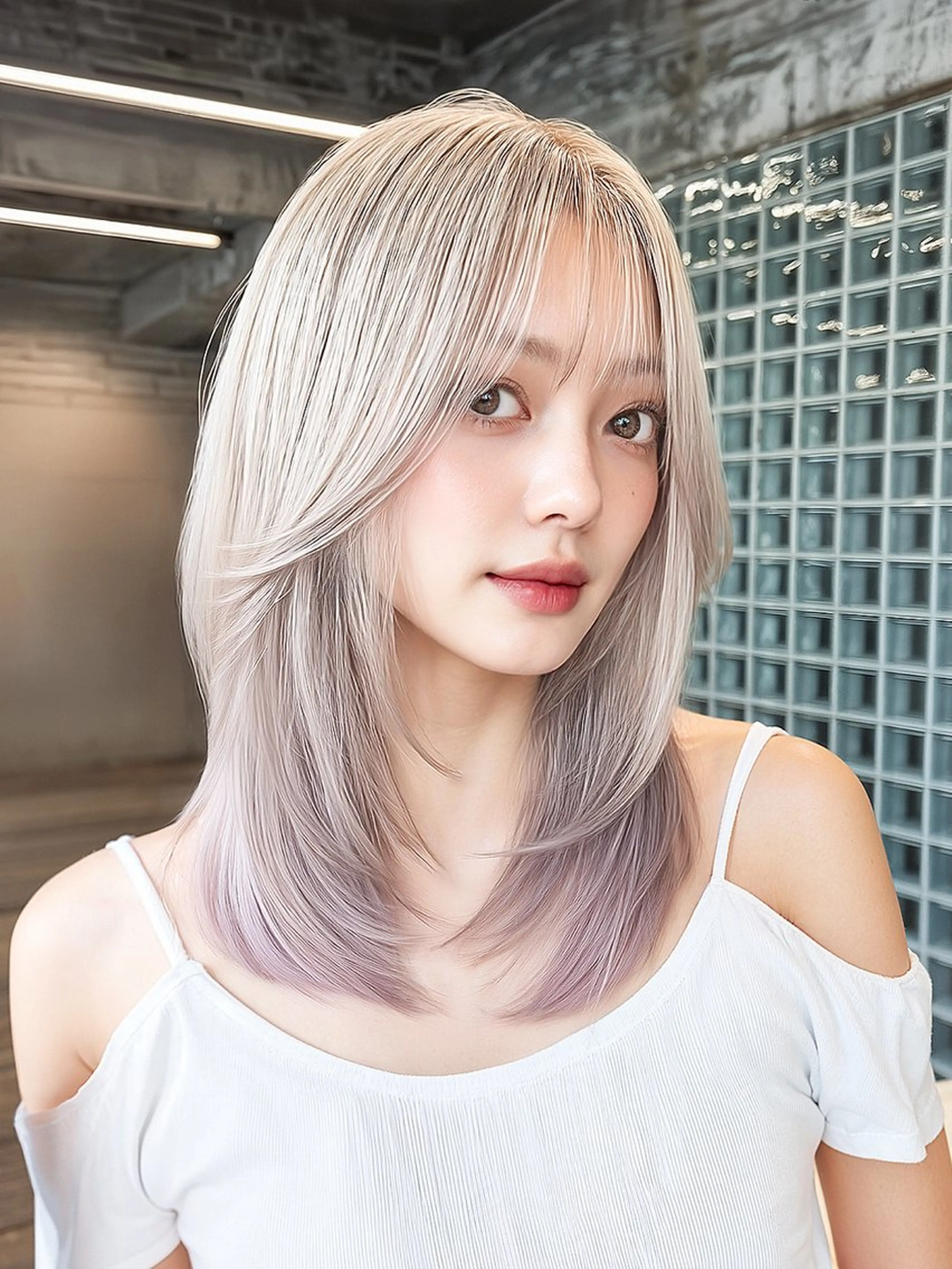 ロング カラー ヘアアレンジ ブリーチ ダブルカラー レイヤーカット VIM hairおもろまち店のヘアスタイル