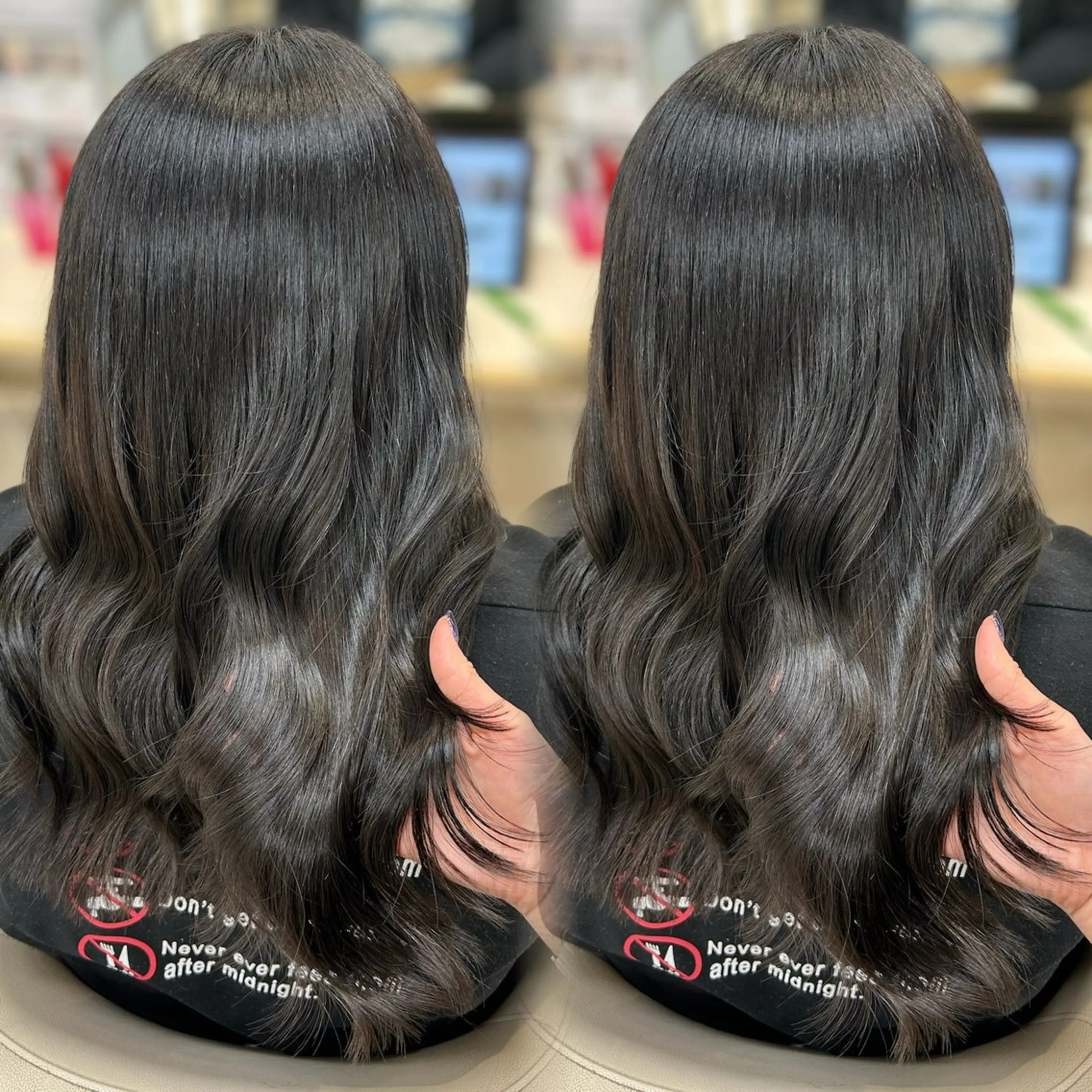 ロング カラー カット ヘアカラー ベージュ/つや髪/ レイヤー／ゆいなのヘアスタイル