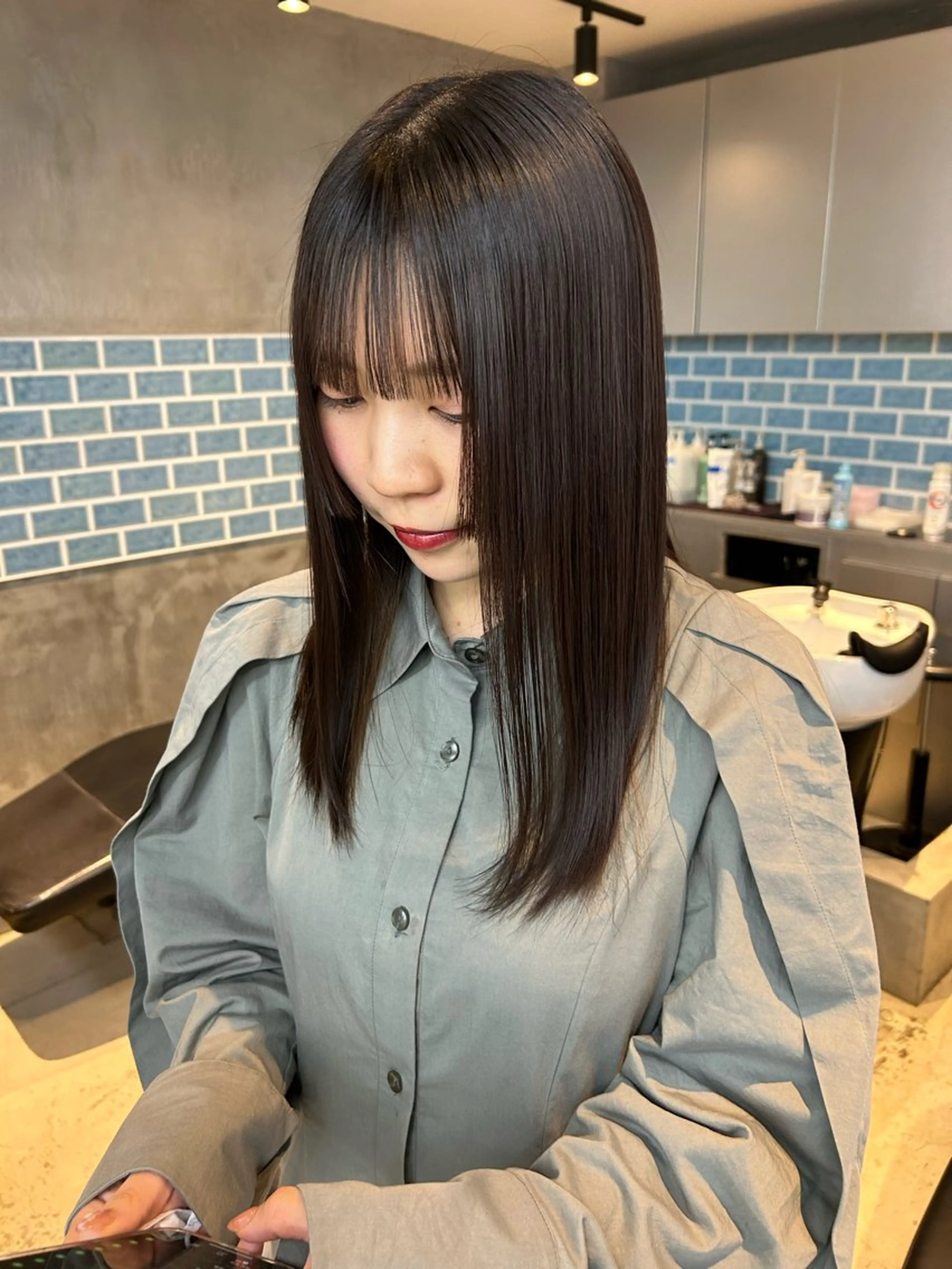 セミロング カラー パーマ 似合わせカット✂︎ りょお🫧のヘアスタイル
