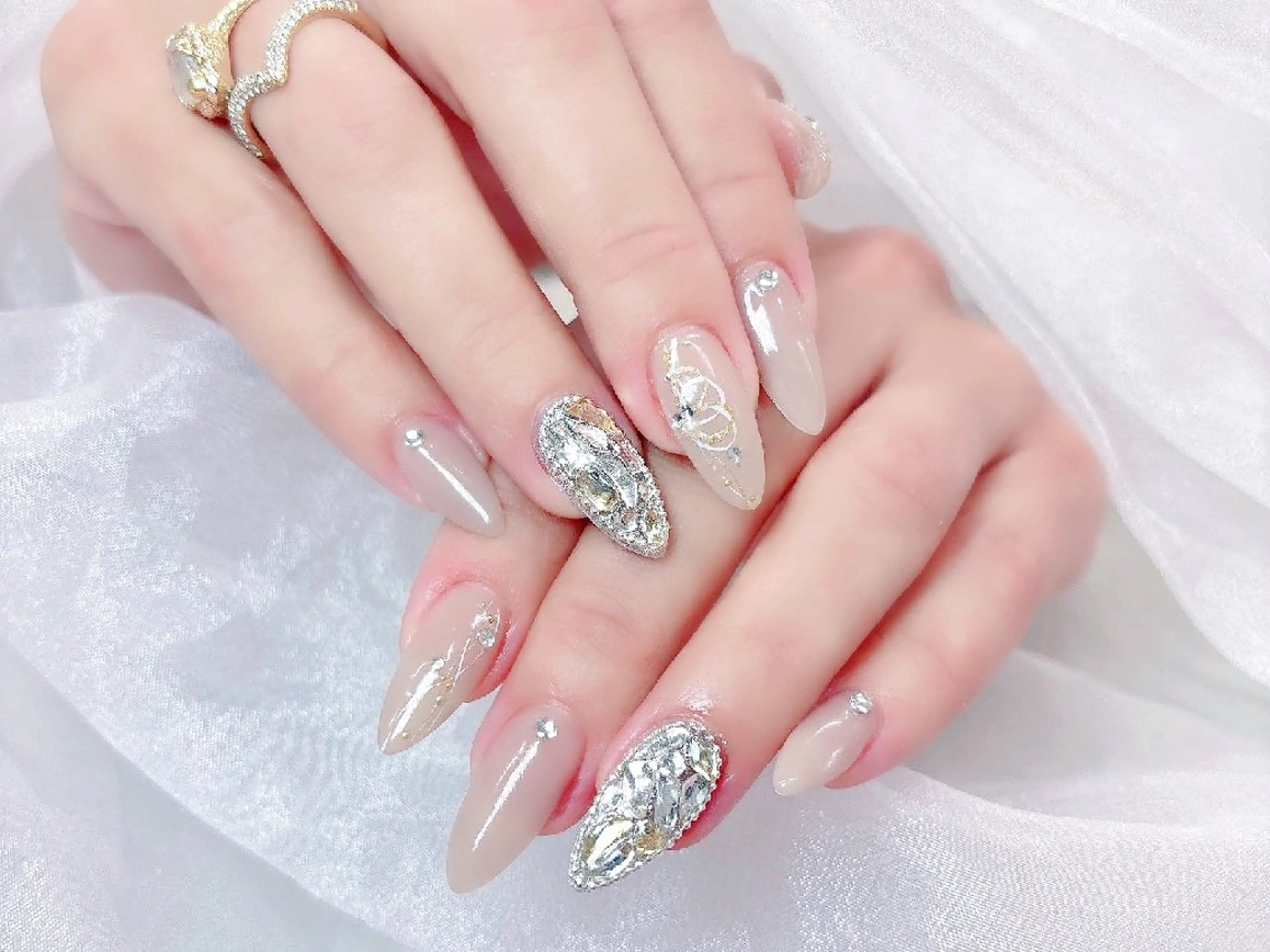 ネイル チークネイル 長さ出し フラッシュネイル フレンチネイル ジェルネイル Chouette Nailのネイルデザイン
