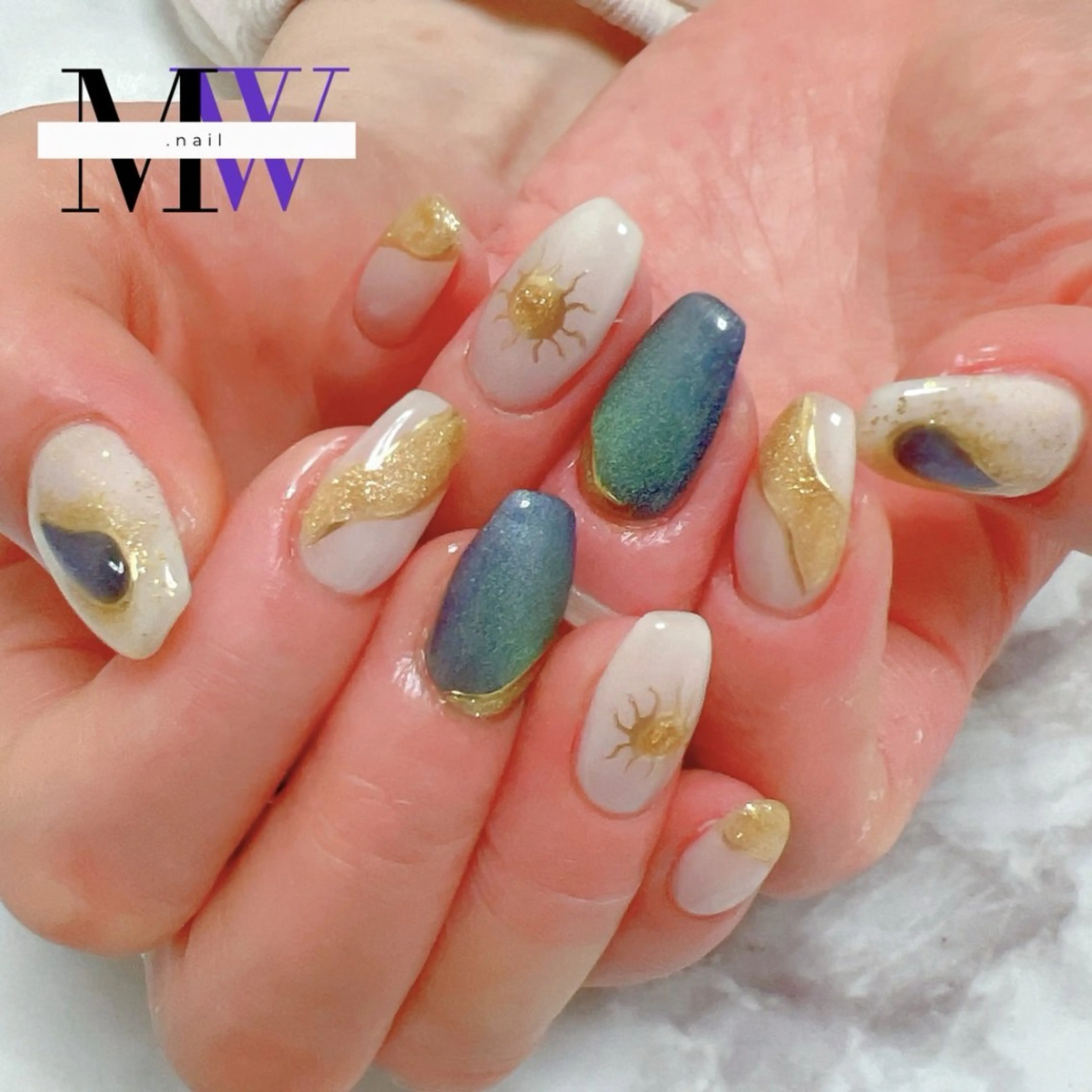 ネイル アートネイル マグネットネイル 夏ネイル ハンドネイル MW .nailのネイルデザイン