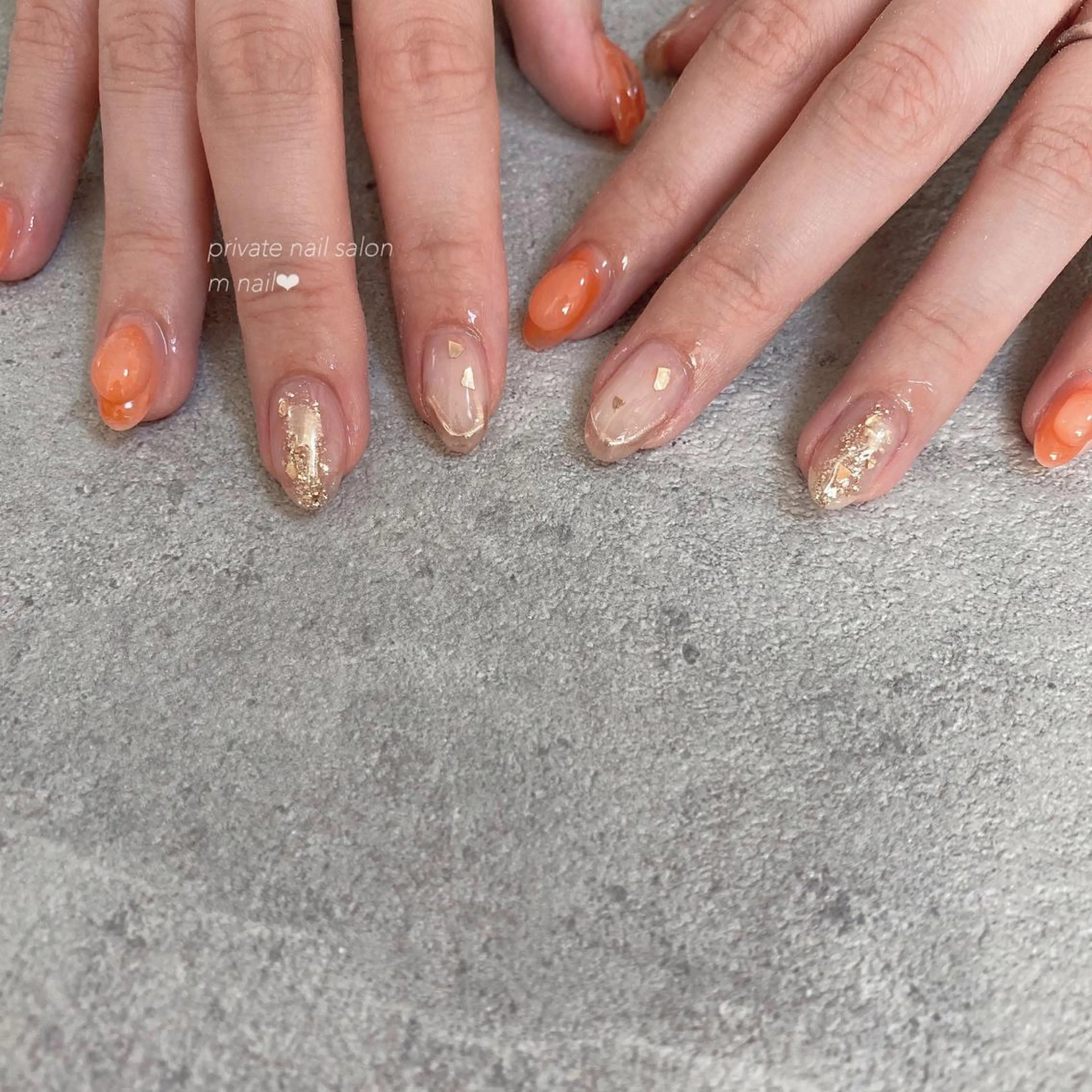 ネイル オレンジ ハンドネイル 小河原 舞のネイルデザイン