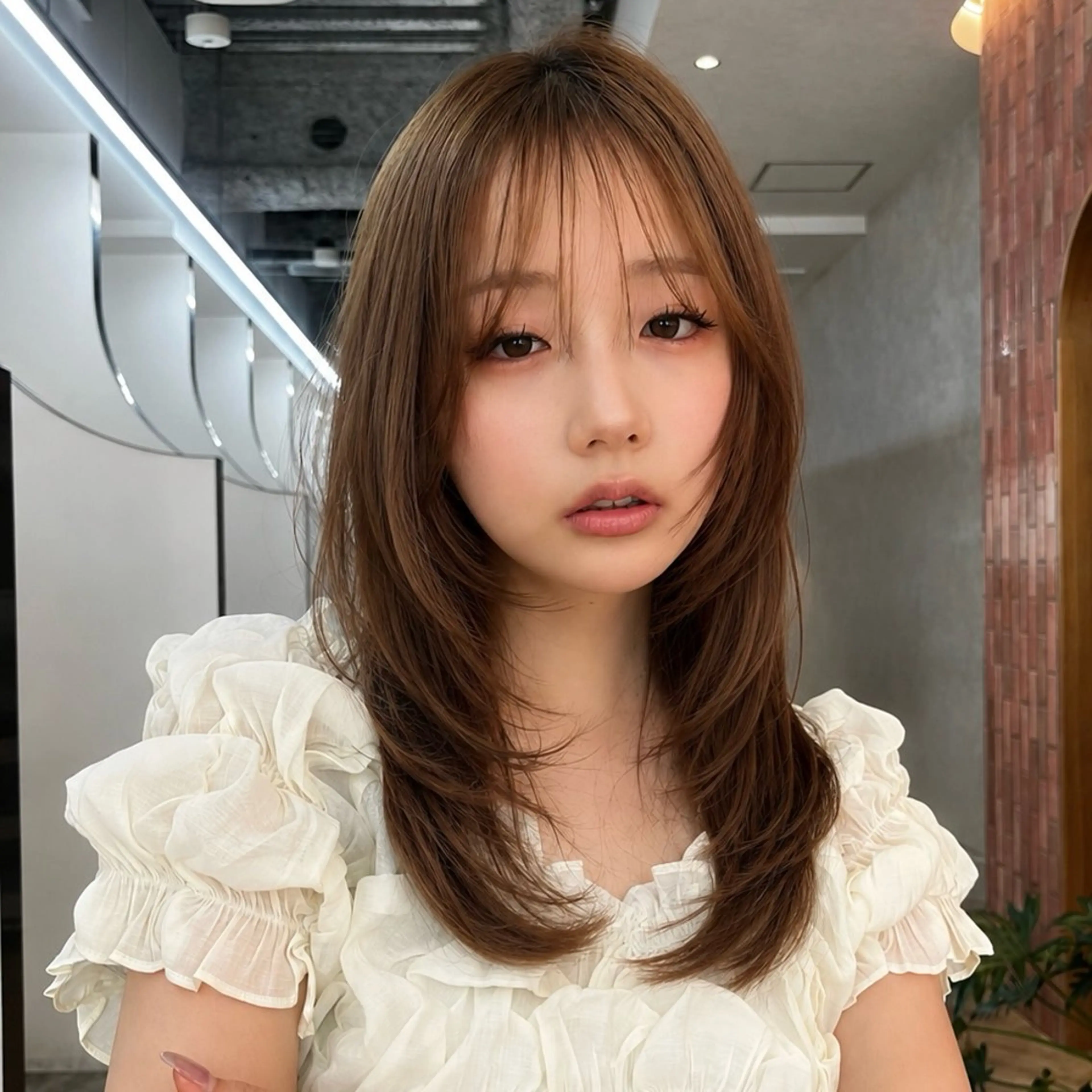 ミディアム カラー 柔らかい艶暖色 レイヤー🫧姫汝のヘアスタイル