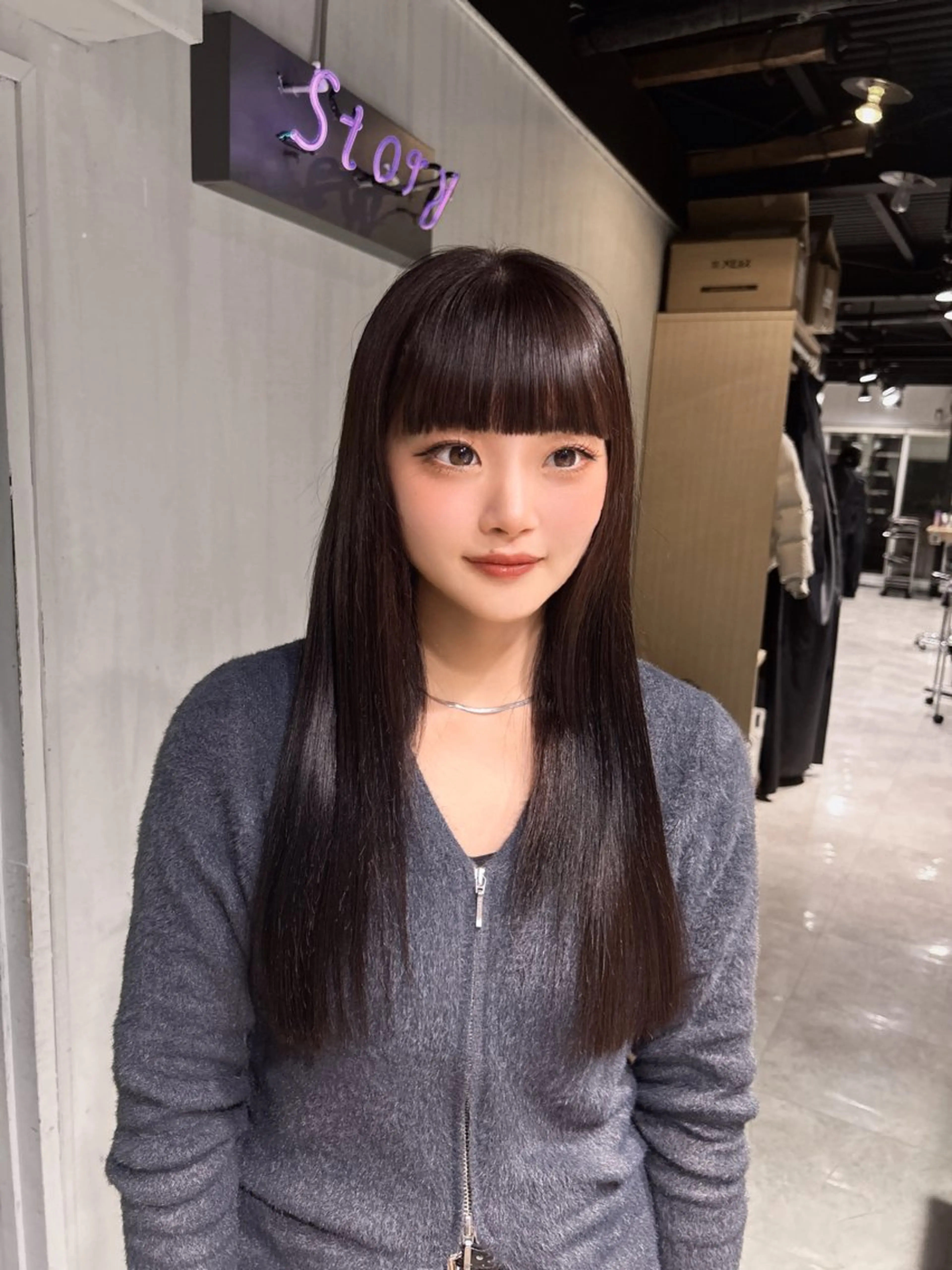 ロング 韓国風カラー 姫カット 韓国風ヘア レイヤーカット ワンホンレイヤー MEI🎀垢抜けカラ ー🎀韓国styleのヘアスタイル