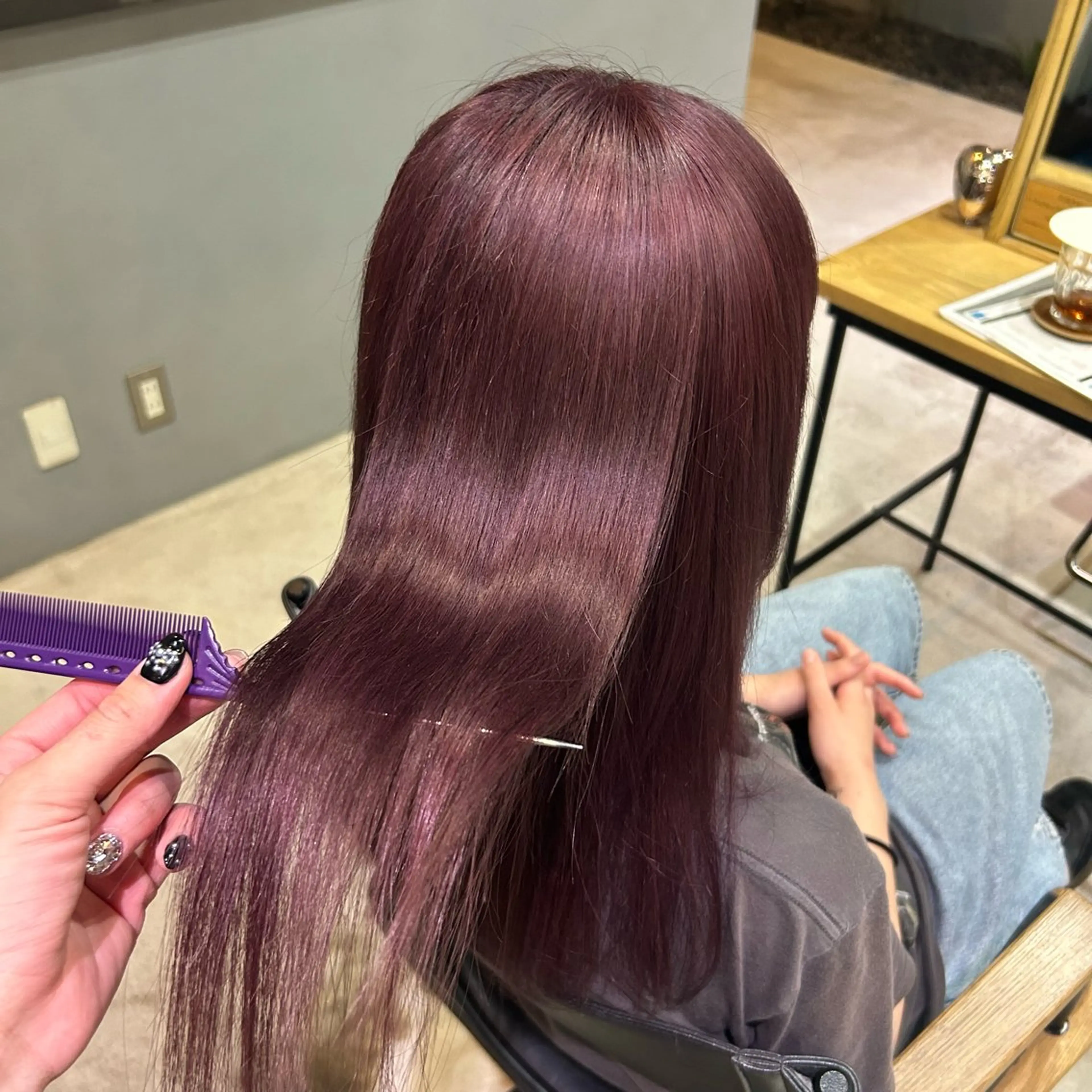 ミディアム カラー ブリーチ ヘアカラー ✨ハイトーン/暗髪/ ハイライト/松岡✨のヘアスタイル