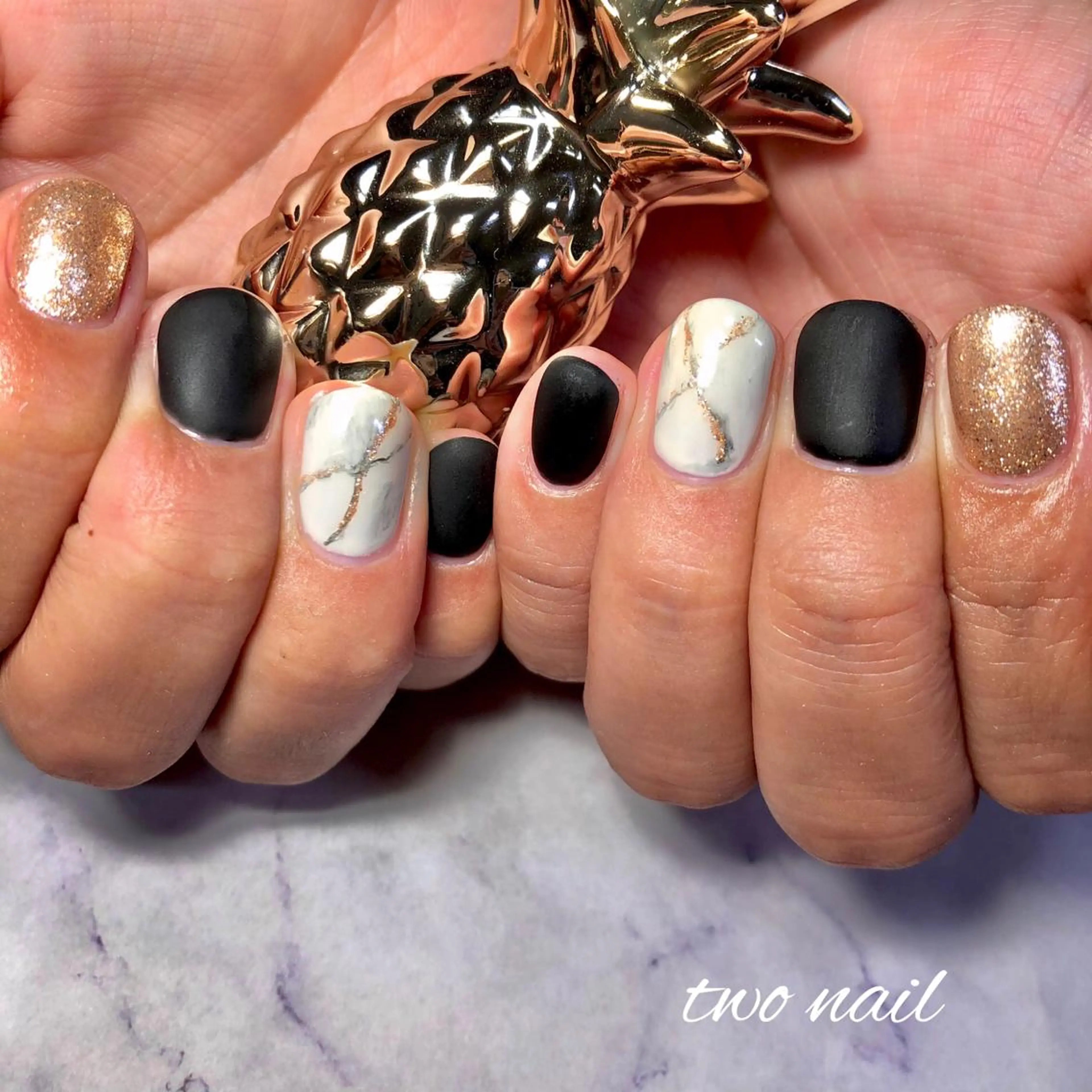 ネイル アートネイル フットネイル ハート 大理石ネイル(マーブル) マットネイル two nailのネイルデザイン