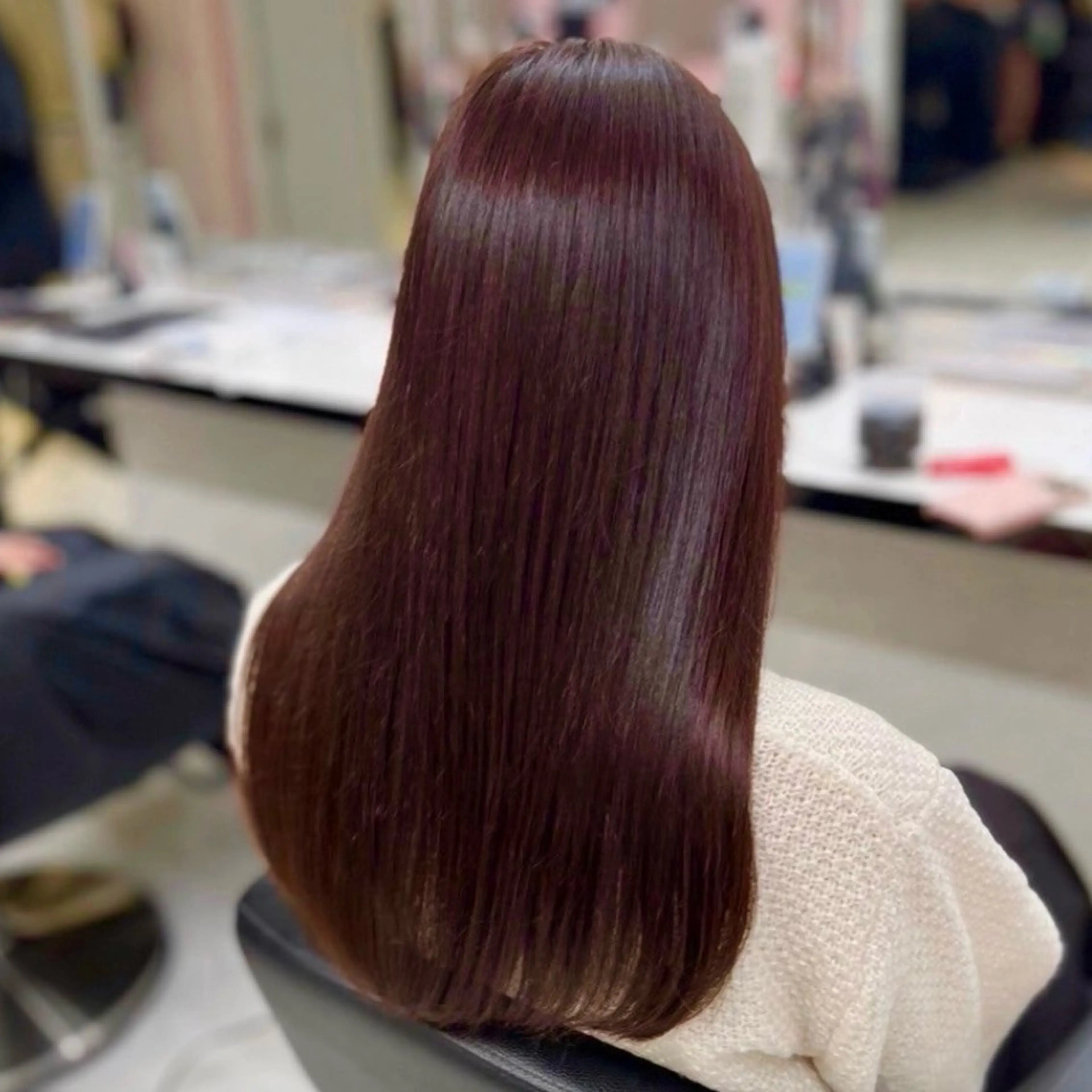 ロング カラー ブリーチ ブリーチなしカラー 髪質改善 トリートメント 💗愛され暖色💗 ピンク/レッド💗のヘアスタイル