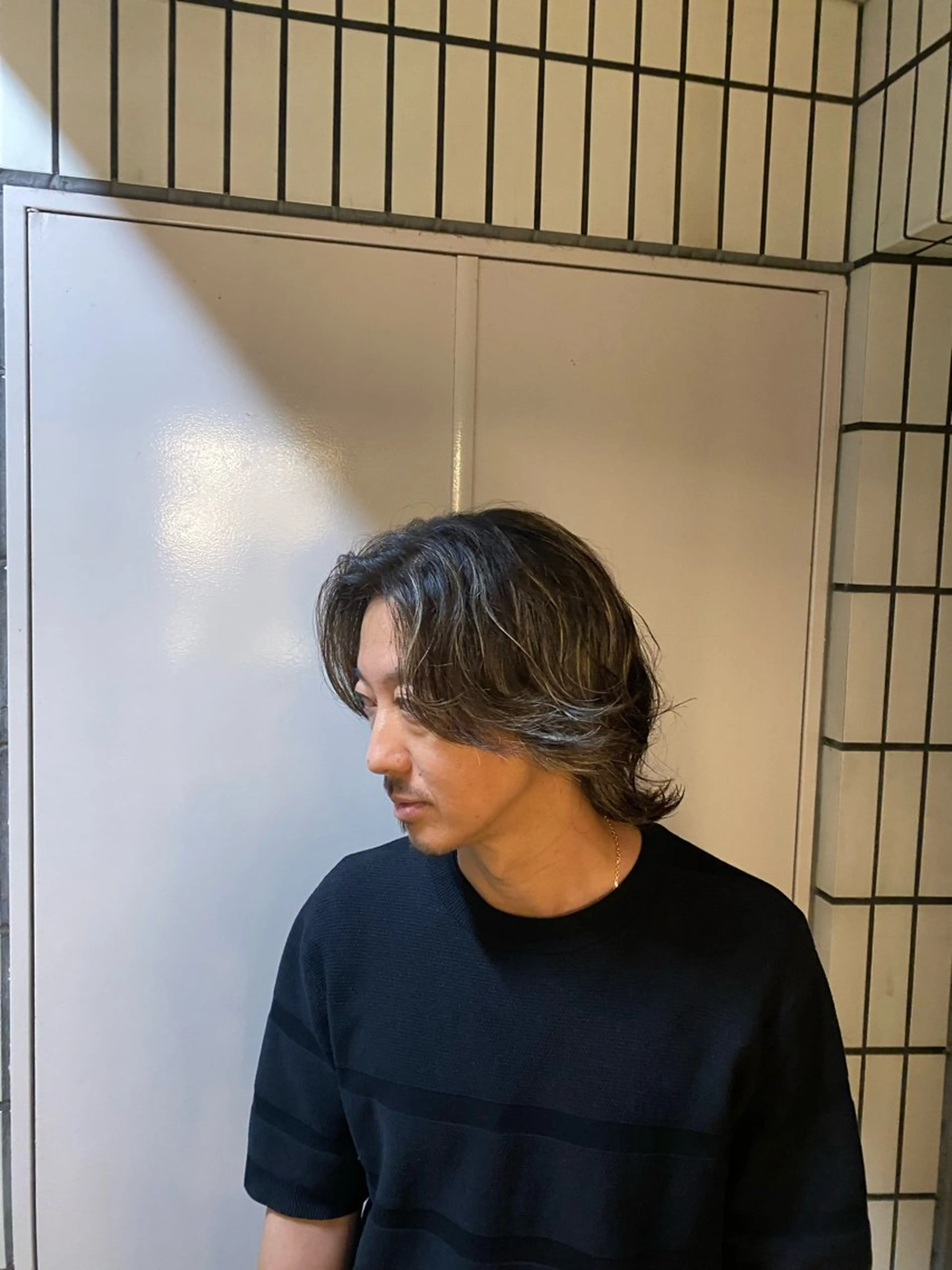 ミディアム メンズ ボブ 顔周りカット レイヤーカット ホソカワ マイカ ★彡のヘアスタイル