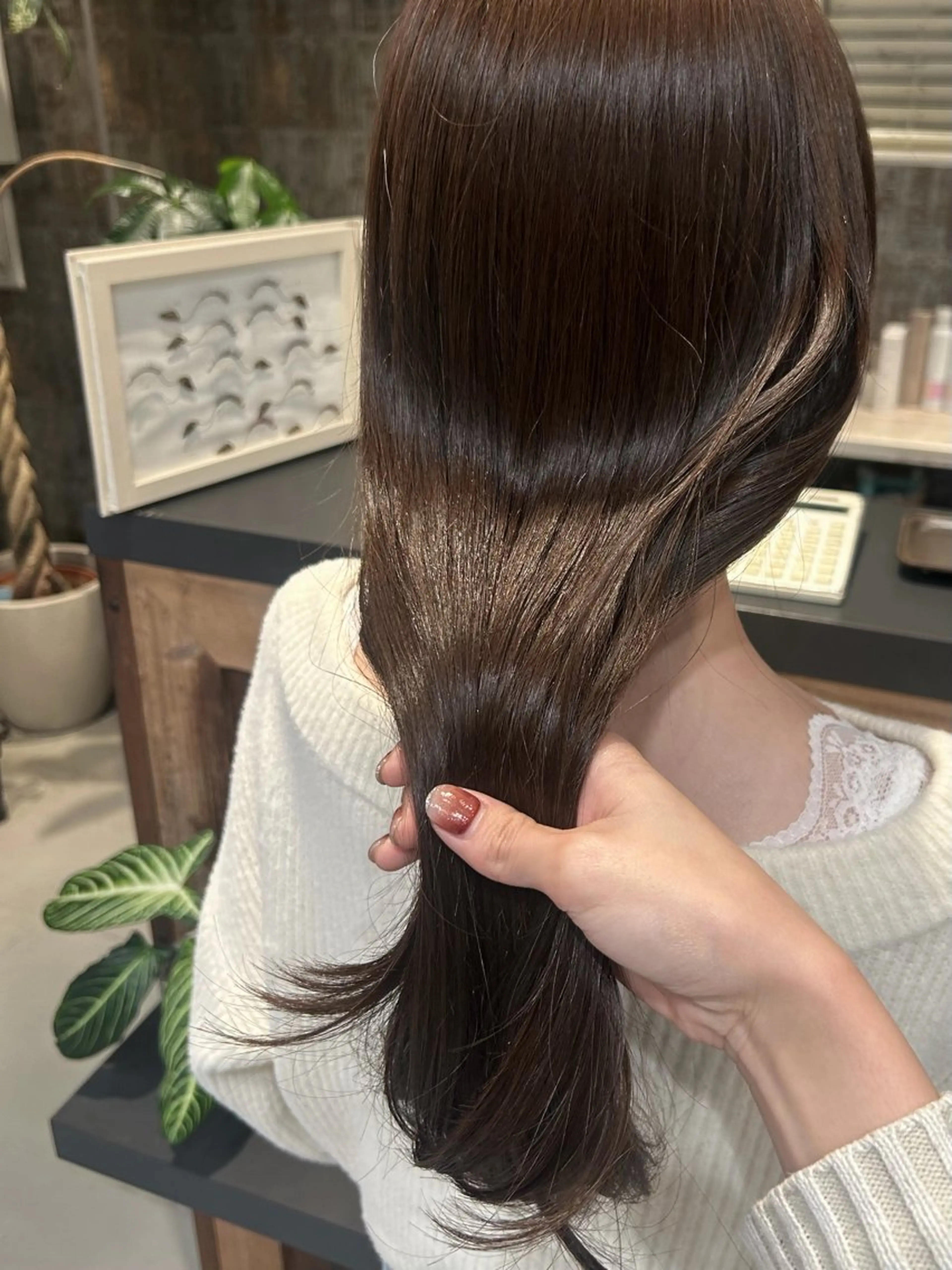 ロング カラー ブラウンカラー オリーブブラウン The C海老名店 りりあのヘアスタイル