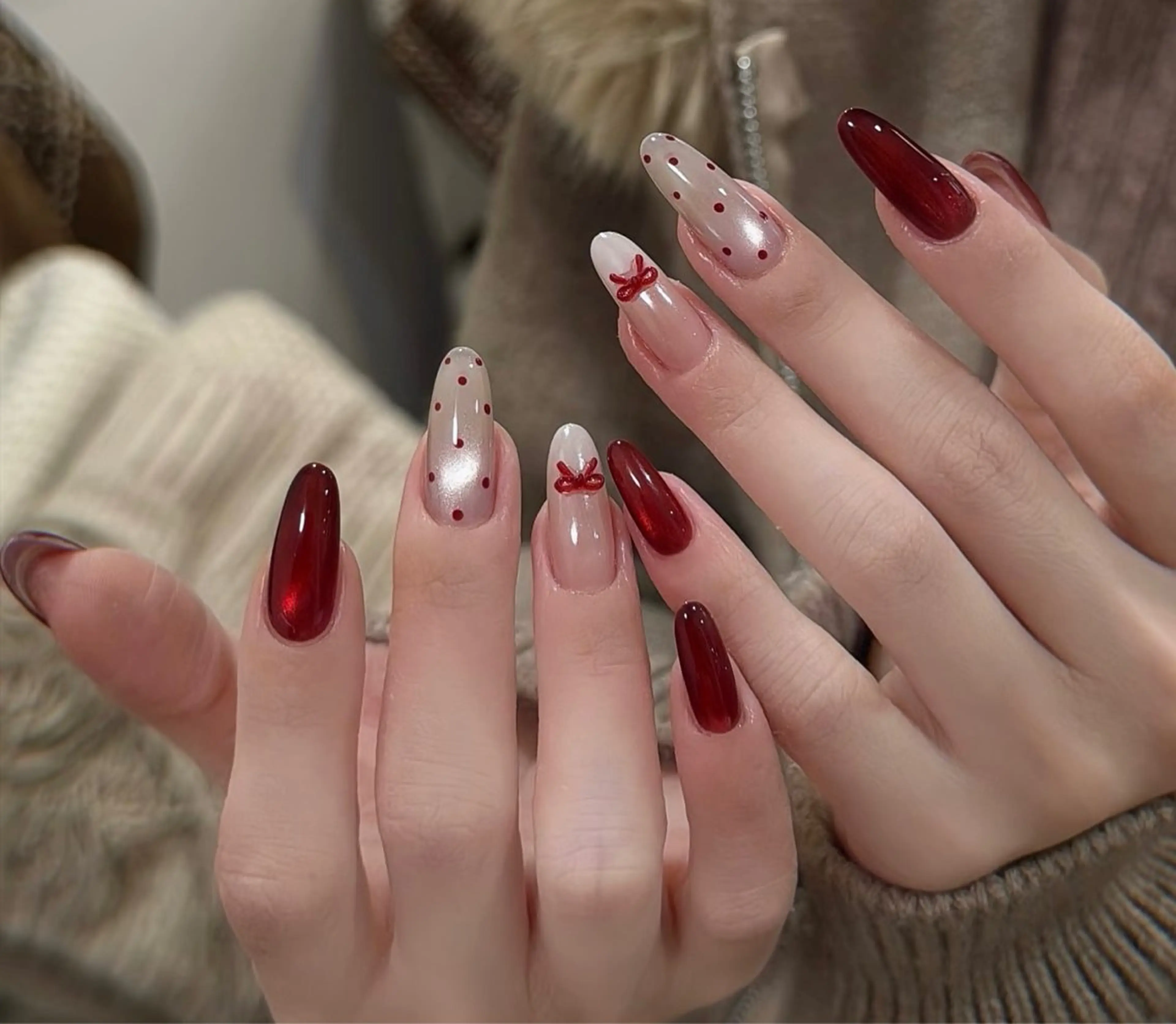ネイル フレンチネイル ガーリー ガラスフレンチ グラデーション 韓国ネイル ハンドネイル Venus nail チップ長さだし専門店のネイルデザイン