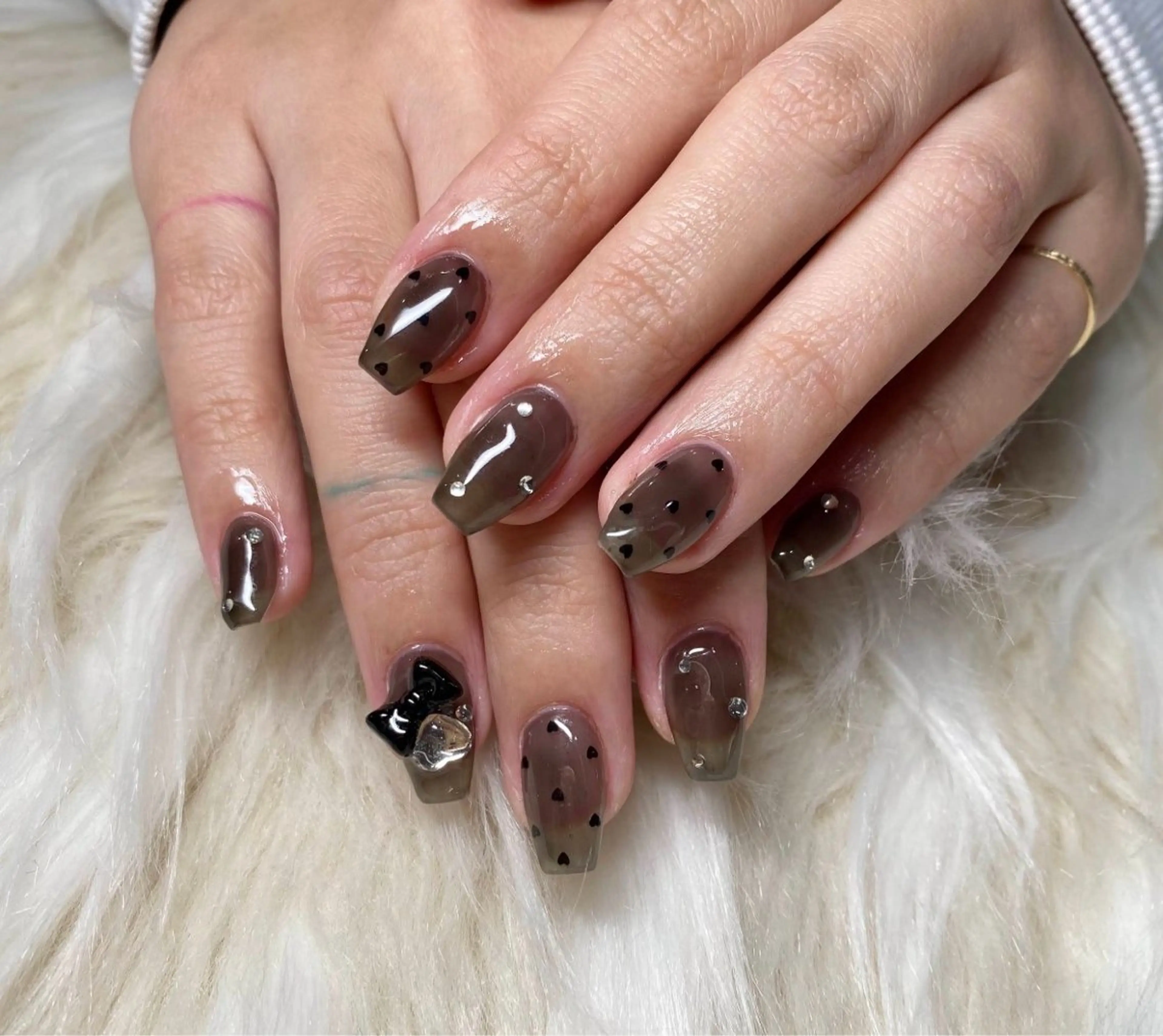 ネイル ボルドー 長さ出し フレンチネイル ジェルネイル グラデーション ハンドネイル Nail&eye Belire 新宿のネイルデザイン