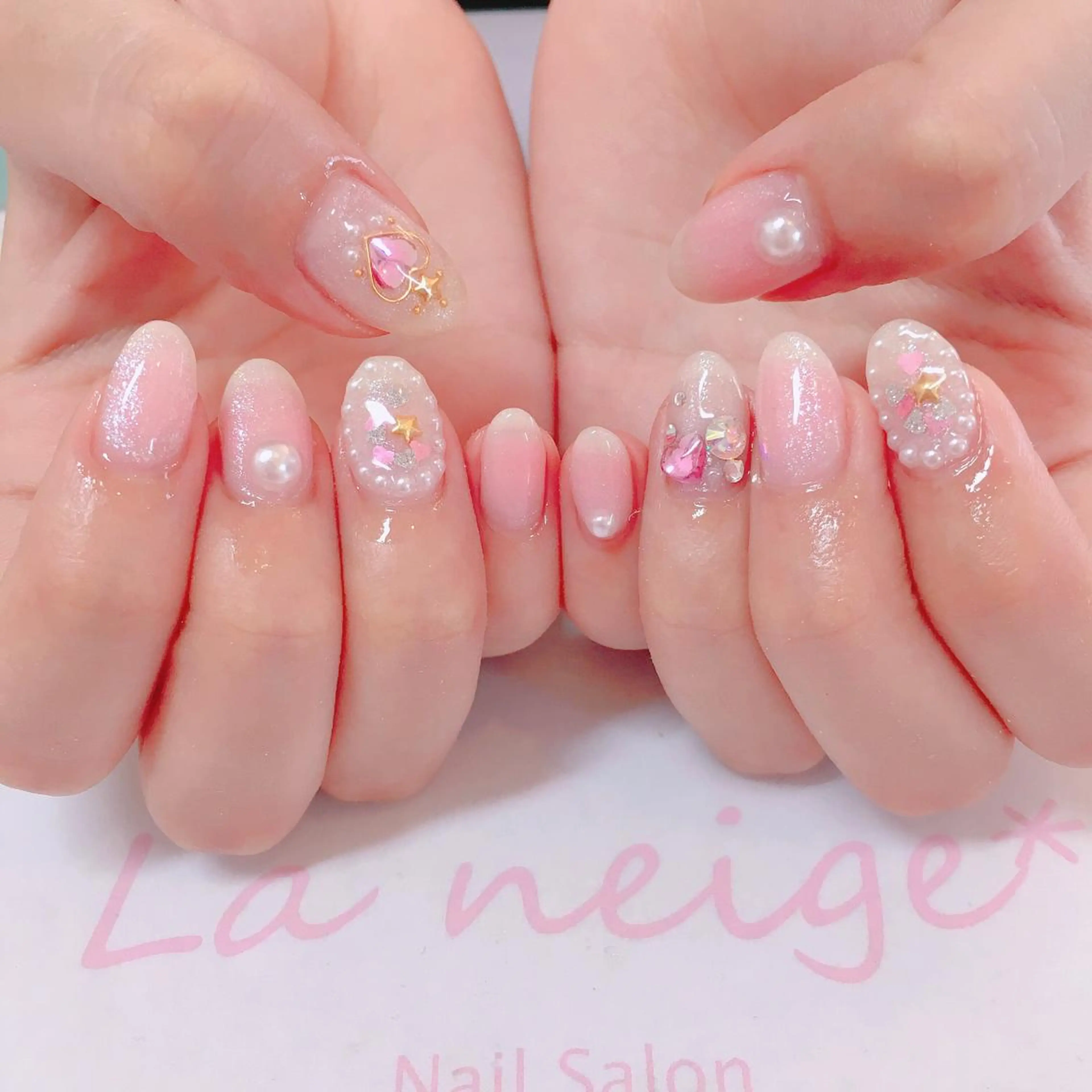 ネイル ハート La neige* yuki 🐩🌙のネイルデザイン