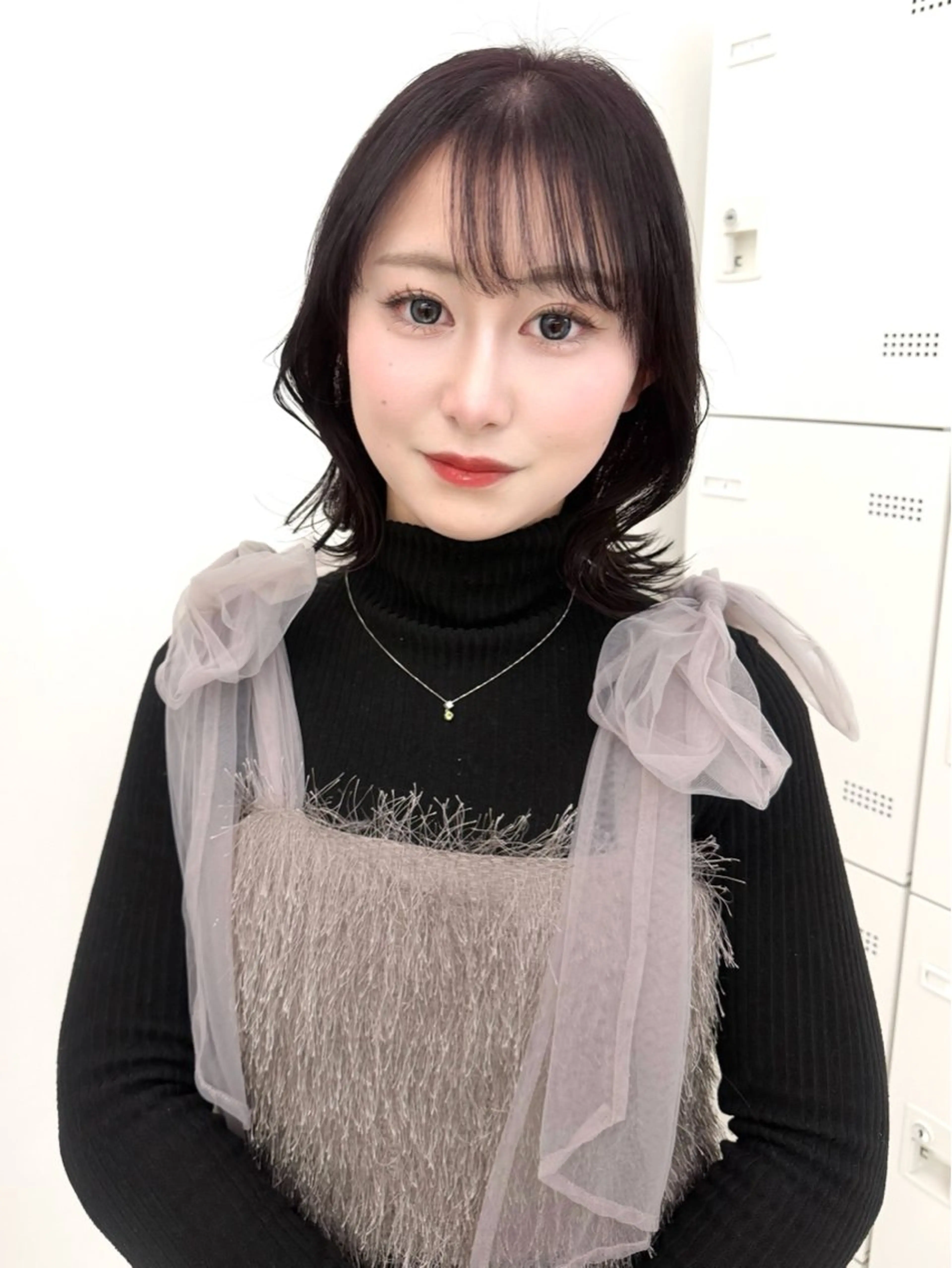 ミディアム カラー ヘアアレンジ カット ヘアカラー トリートメント ヘッドスパ ヘアセット 縮毛矯正🤍 盛れるボブ/ひかりのヘアスタイル