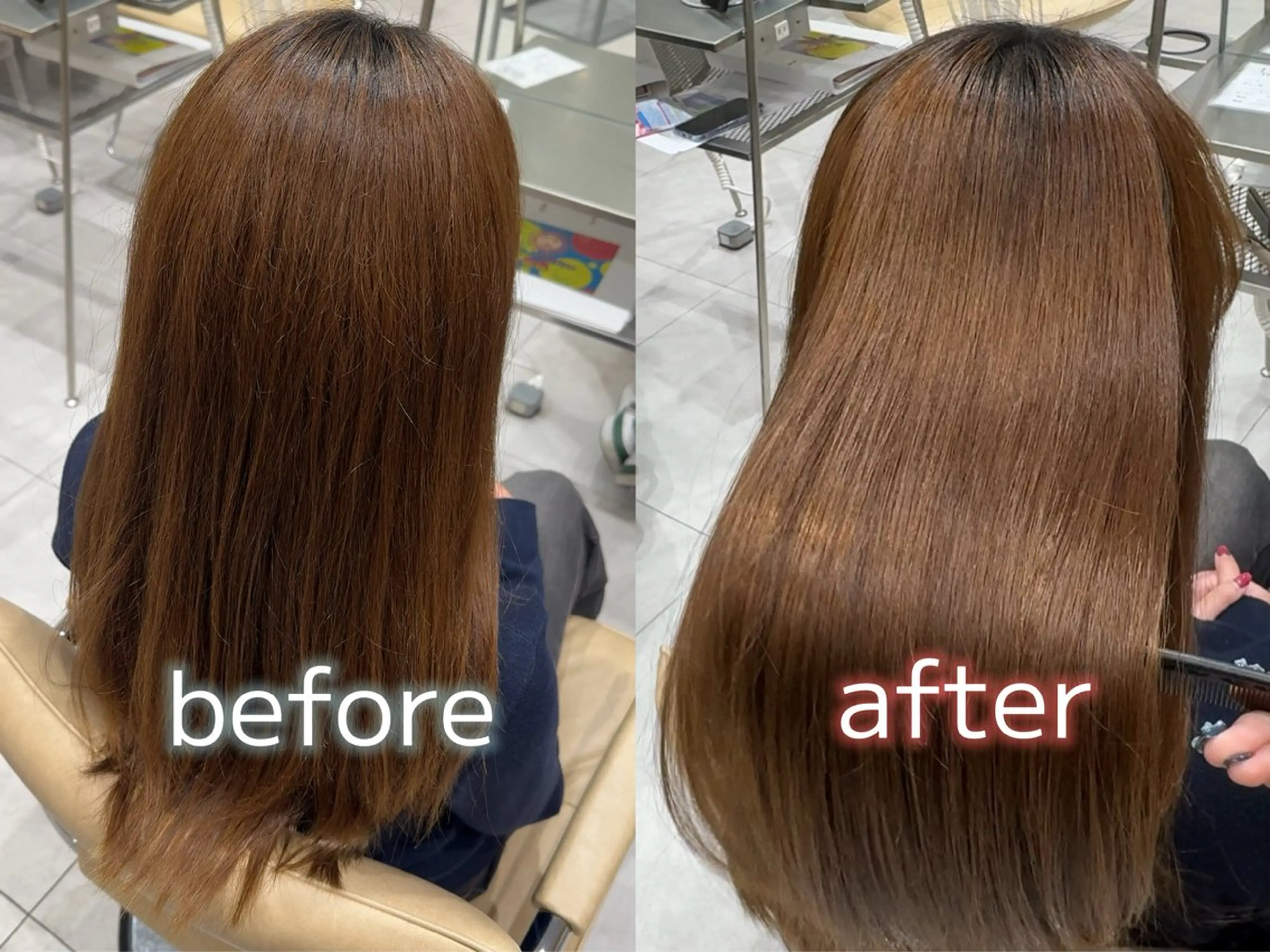 ロング パーマ 髪質改善 ストレートパーマ 縮毛矯正 透明感|ストレート| クロスパーマ|はるかのヘアスタイル