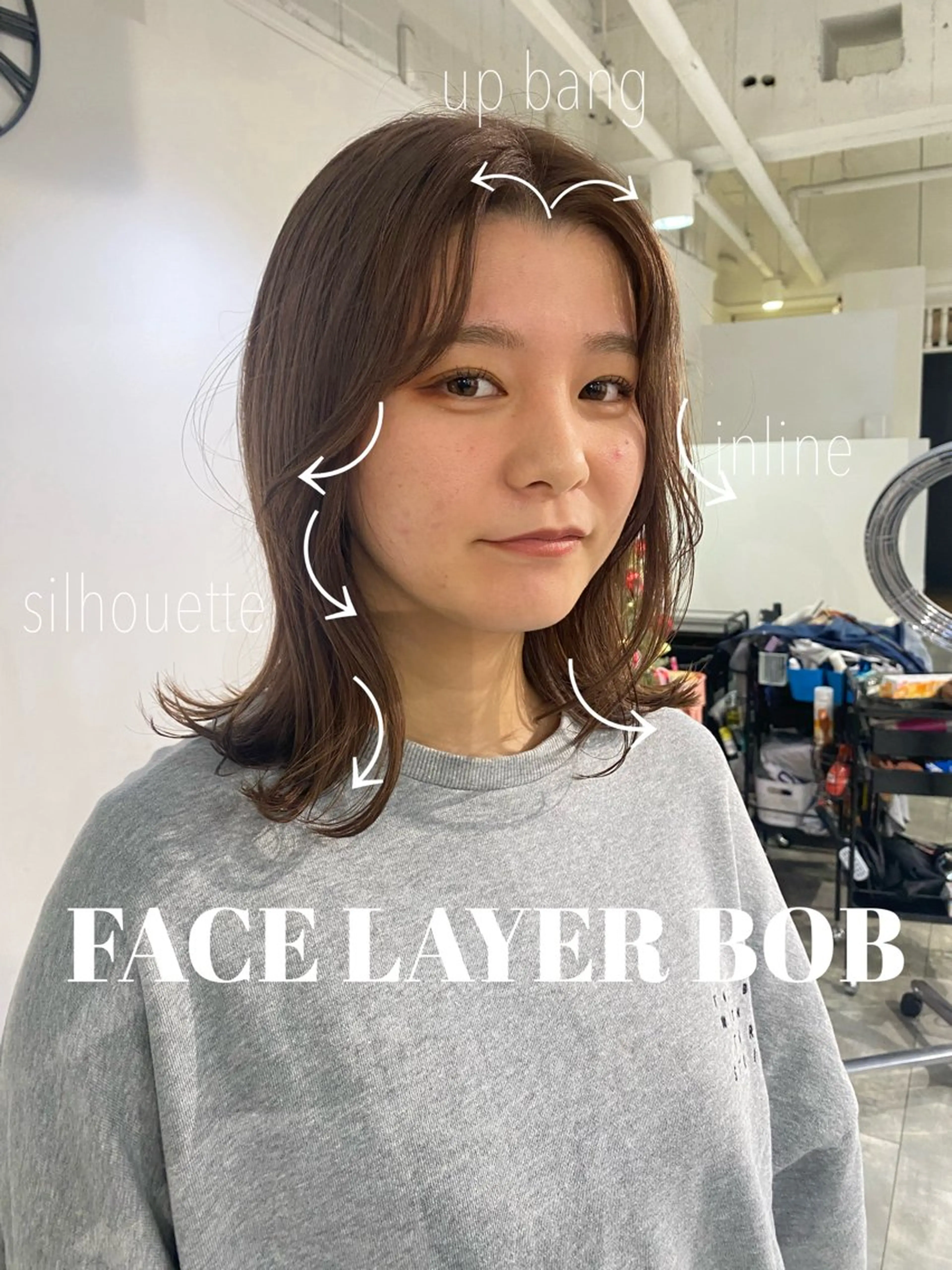 ミディアム カット ヘアカラー ハッシュカット /レイヤー/大阪中津のヘアスタイル