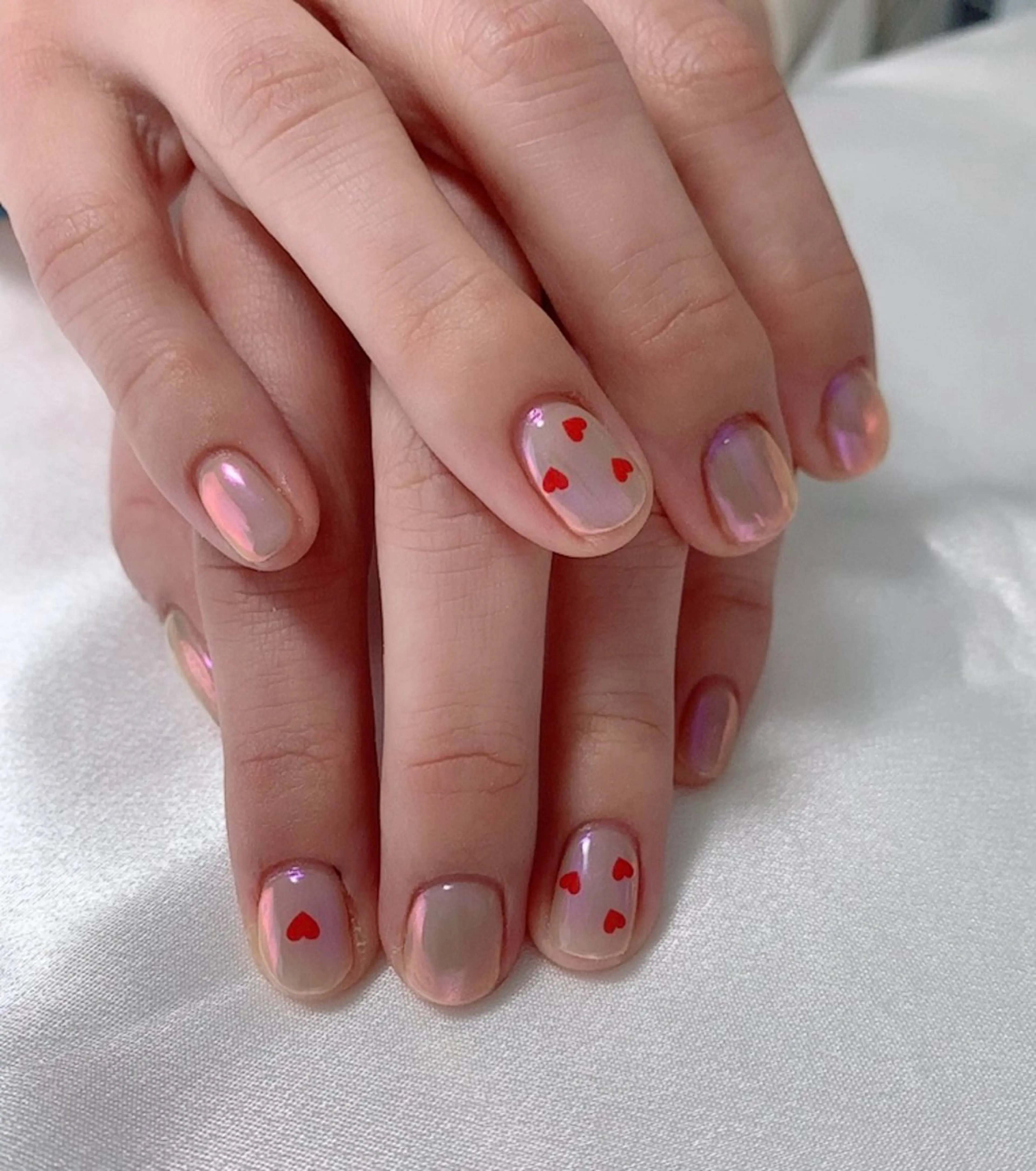 ネイル ハート ミラーネイル nail lumièreのネイルデザイン