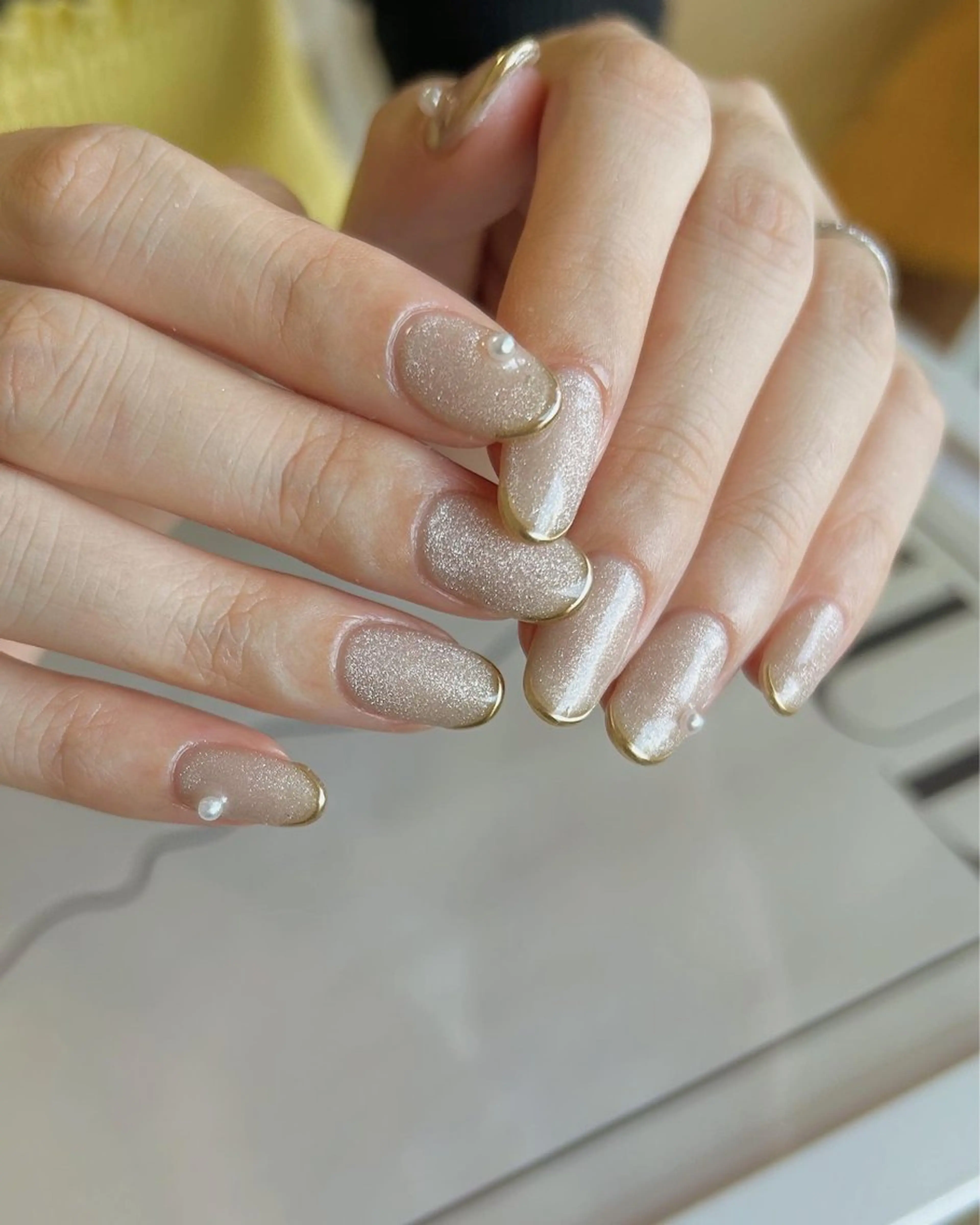 ネイル ブラウン フレンチネイル マグネットネイル ニュアンスネイル オフィスネイル ハンドネイル Lull ネイル/ HBL/ハンドケアのネイルデザイン