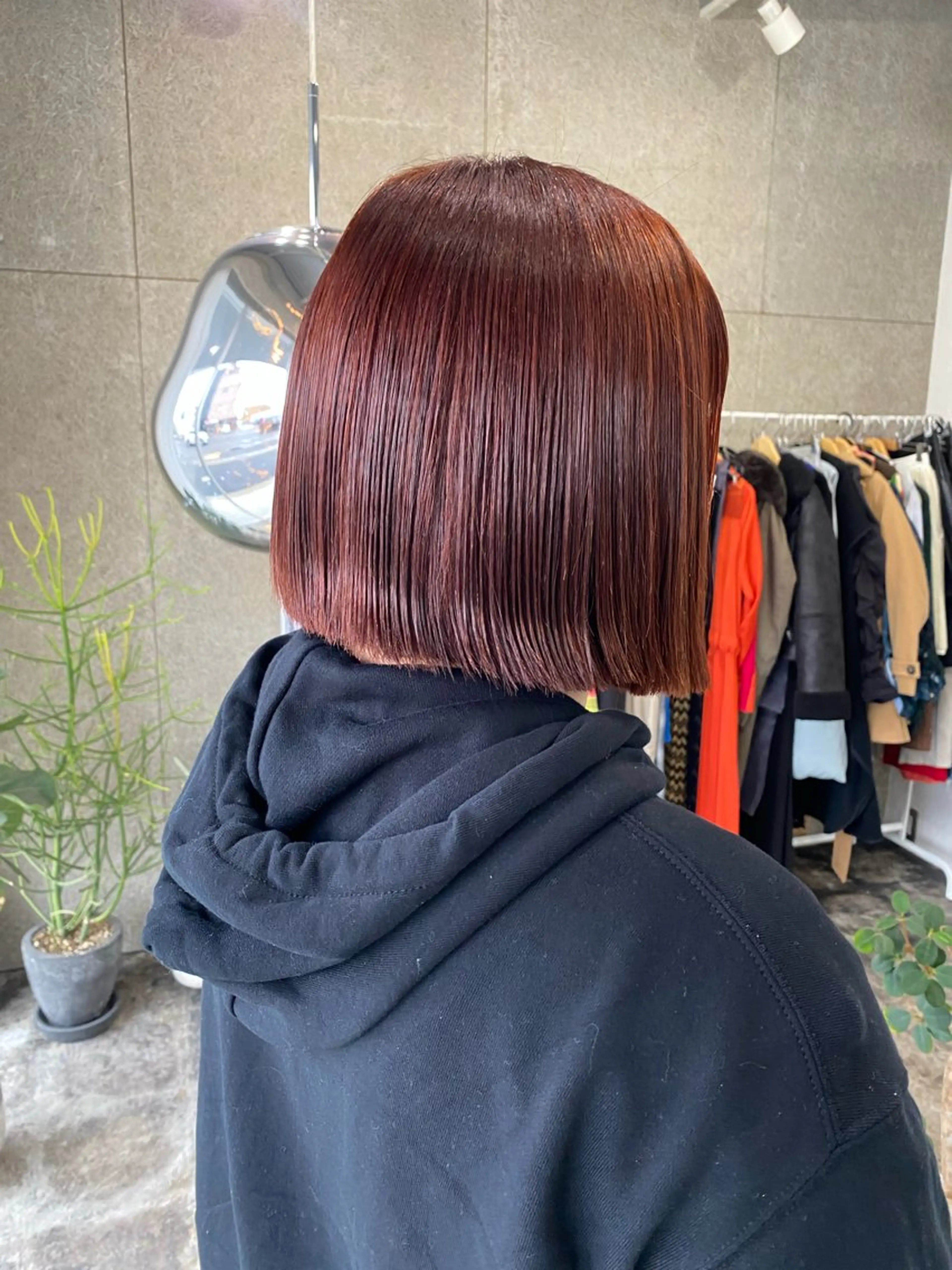 カラー オレンジ ピンクカラー ボブ KUBO HADUKIのヘアスタイル