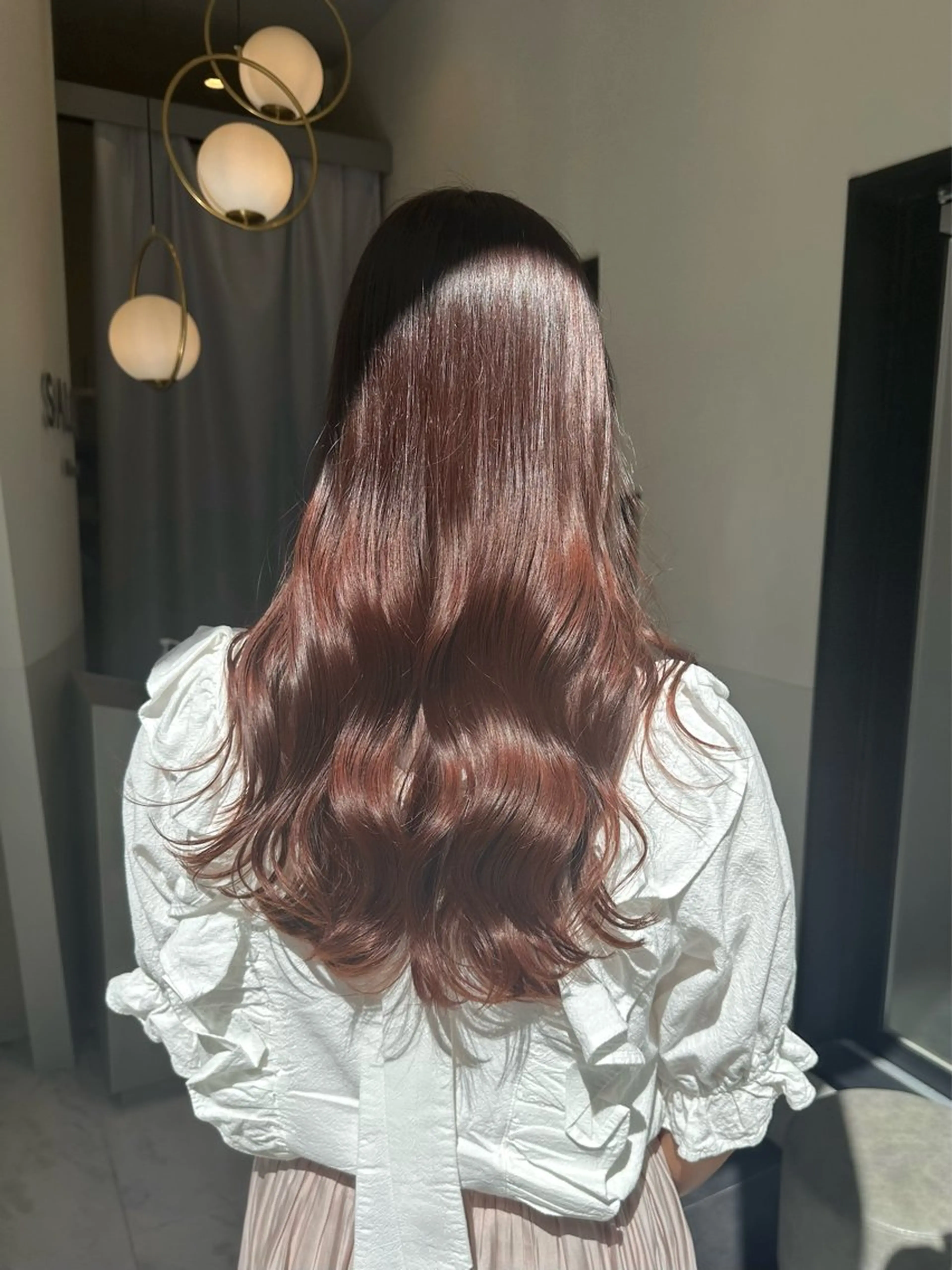 ロング カラー ブリーチ ブラウンカラー ブリーチなしカラー ピンクカラー ピンクブラウン LUMO所属・矢野 晃平のヘアスタイル