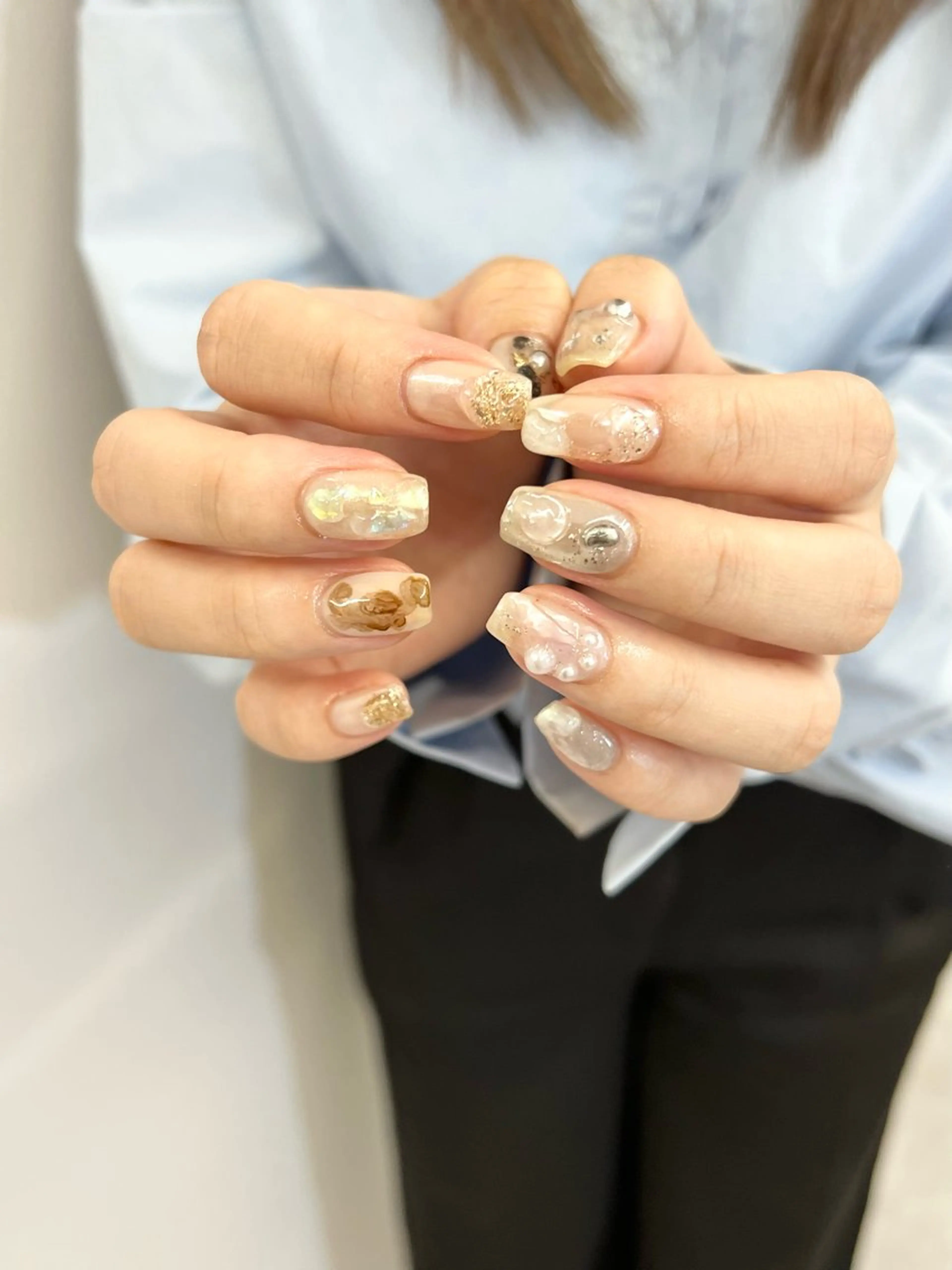 ネイル クリアネイル ジェルネイル マグネットネイル ニュアンスネイル パラジェル ハンドネイル ハンドケア Bana_ Nailのネイルデザイン