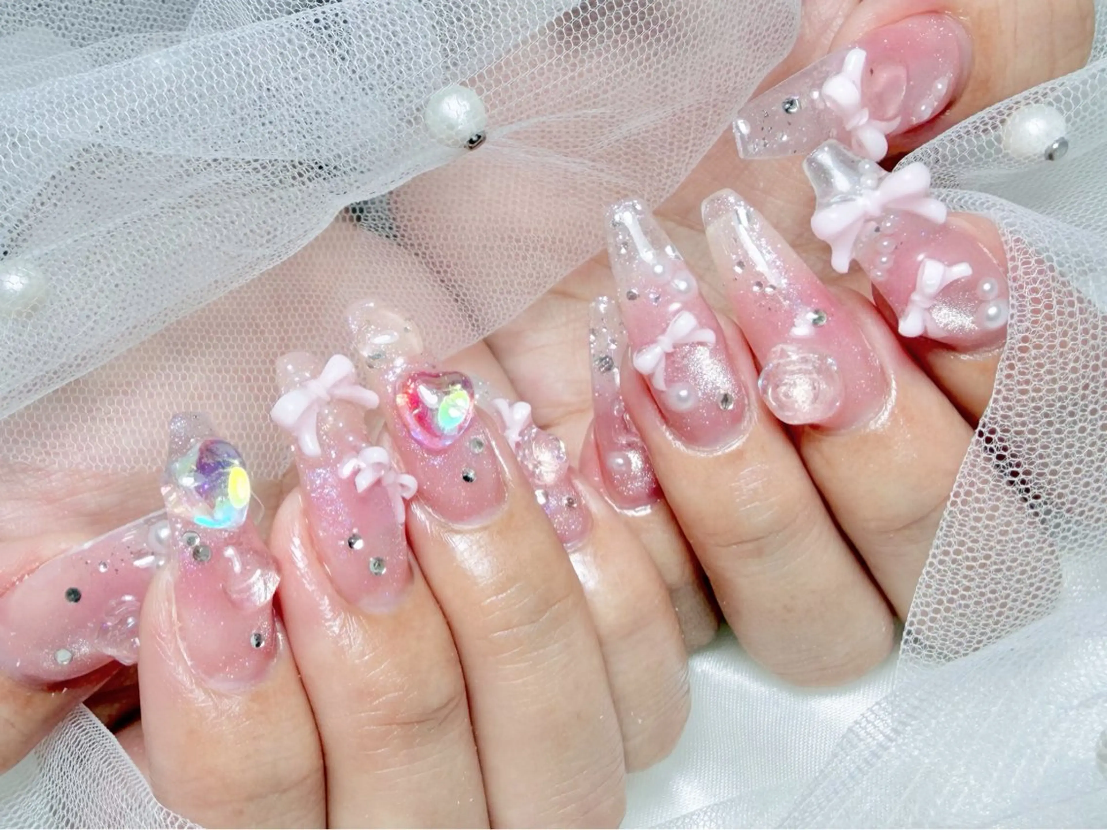 ネイル ロングネイル ワンホンネイル ハンドネイル ゆりか ジョアアンジェ福島のネイルデザイン